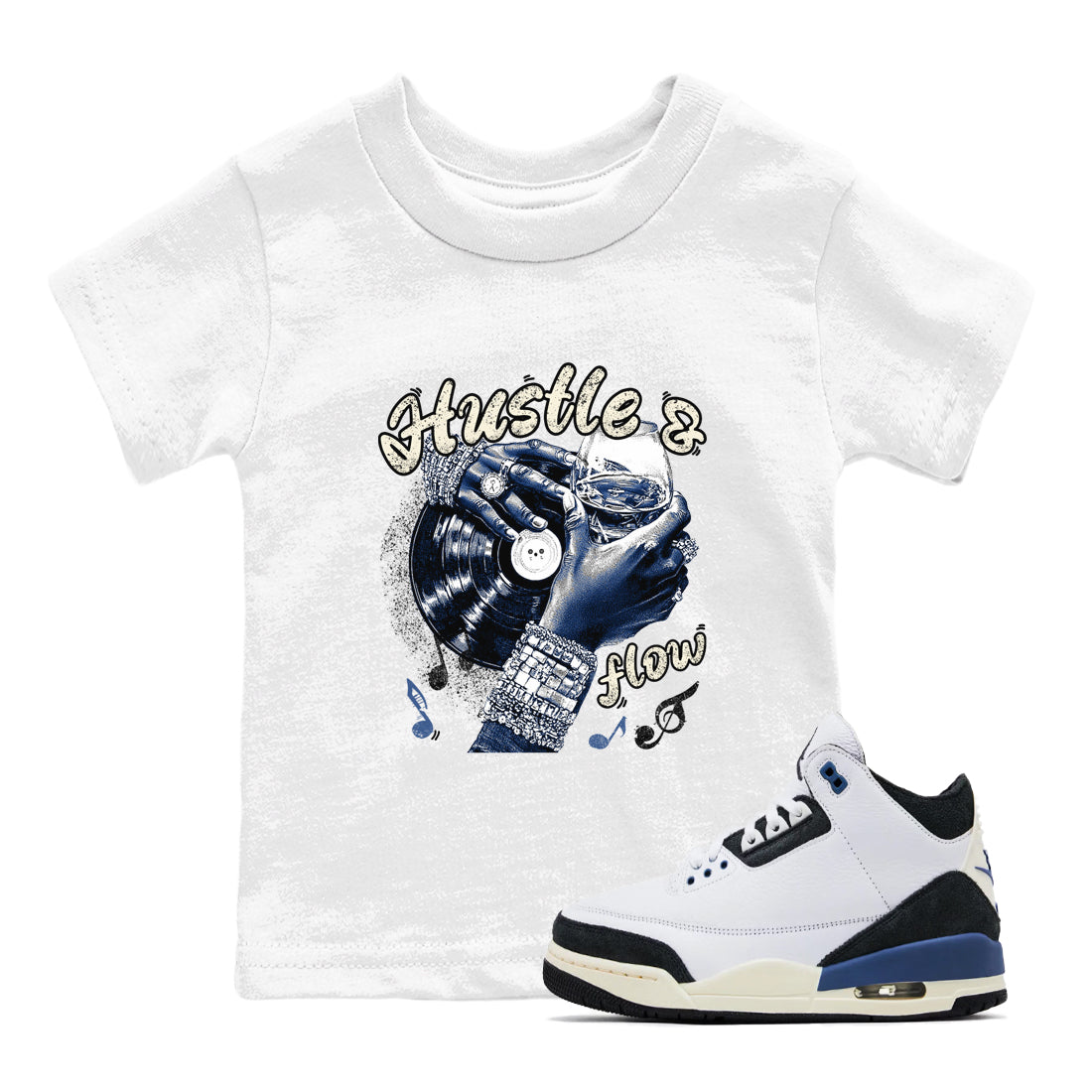 Hustle and Flow snkmatch Tees Kids - Air Jordan 3 A Ma Maniere x Diffused Blue