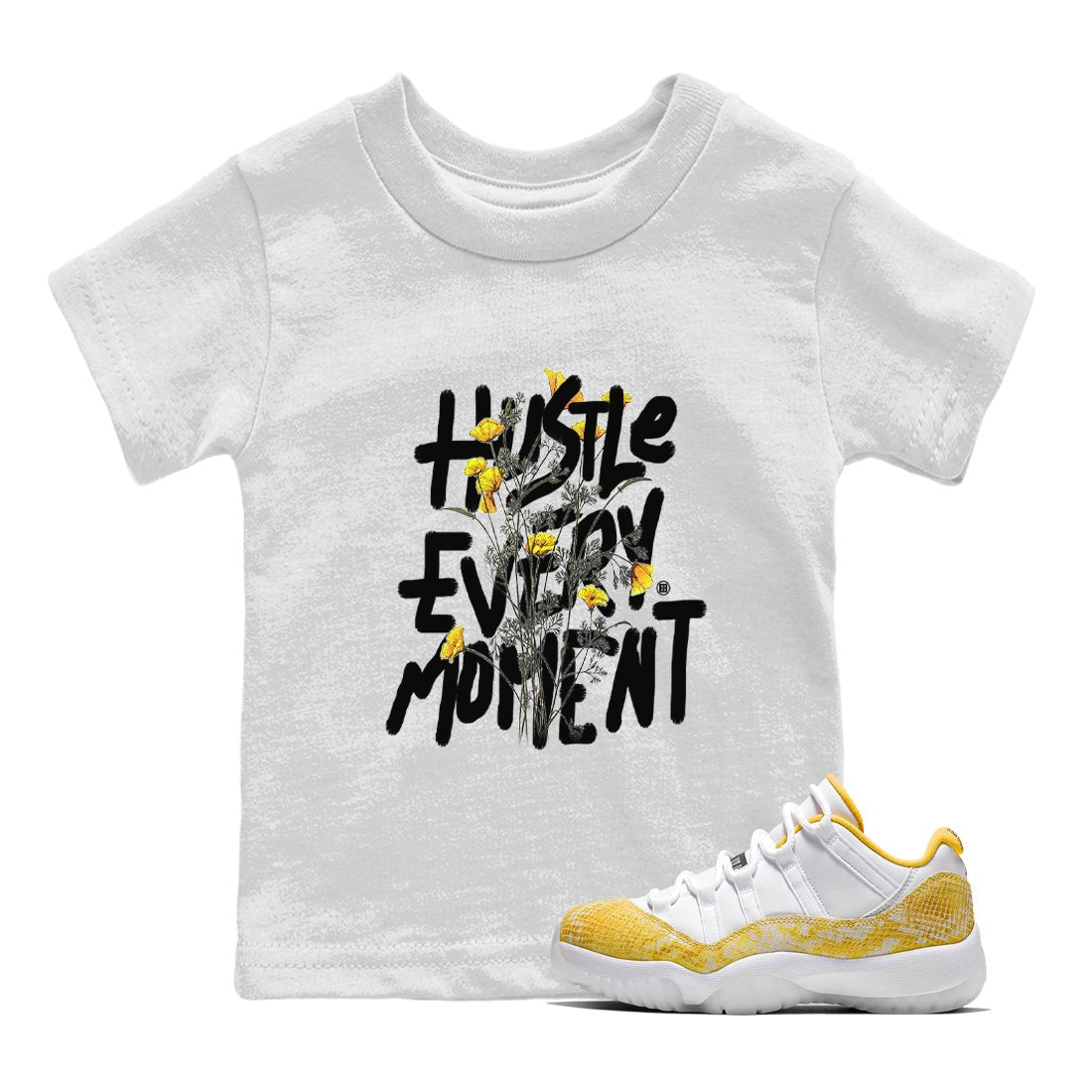Hustle Every Moment Kids Tops - Air Jordan 11 Yellow Python