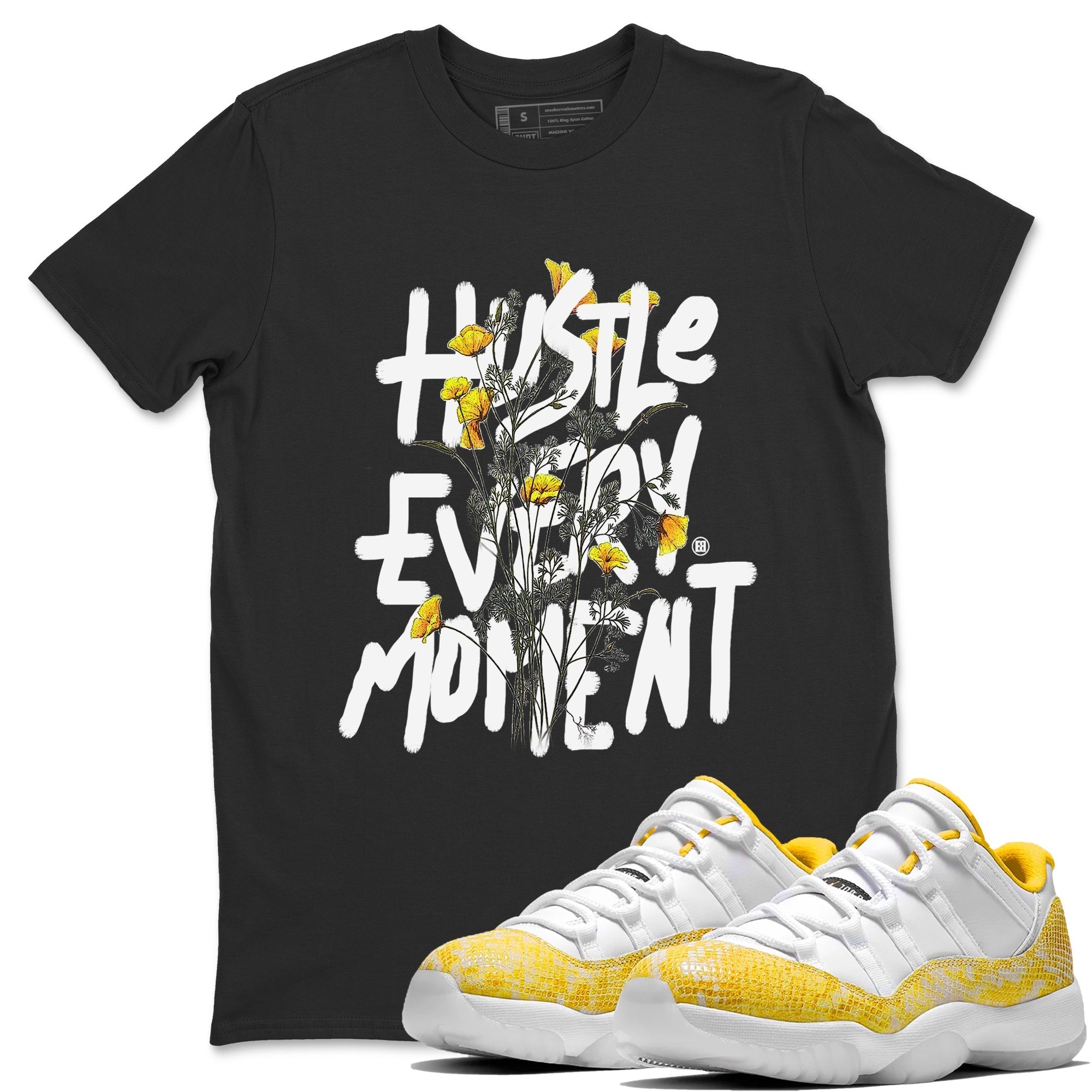 Hustle Every Moment Unisex Tops - Air Jordan 11 Yellow Python