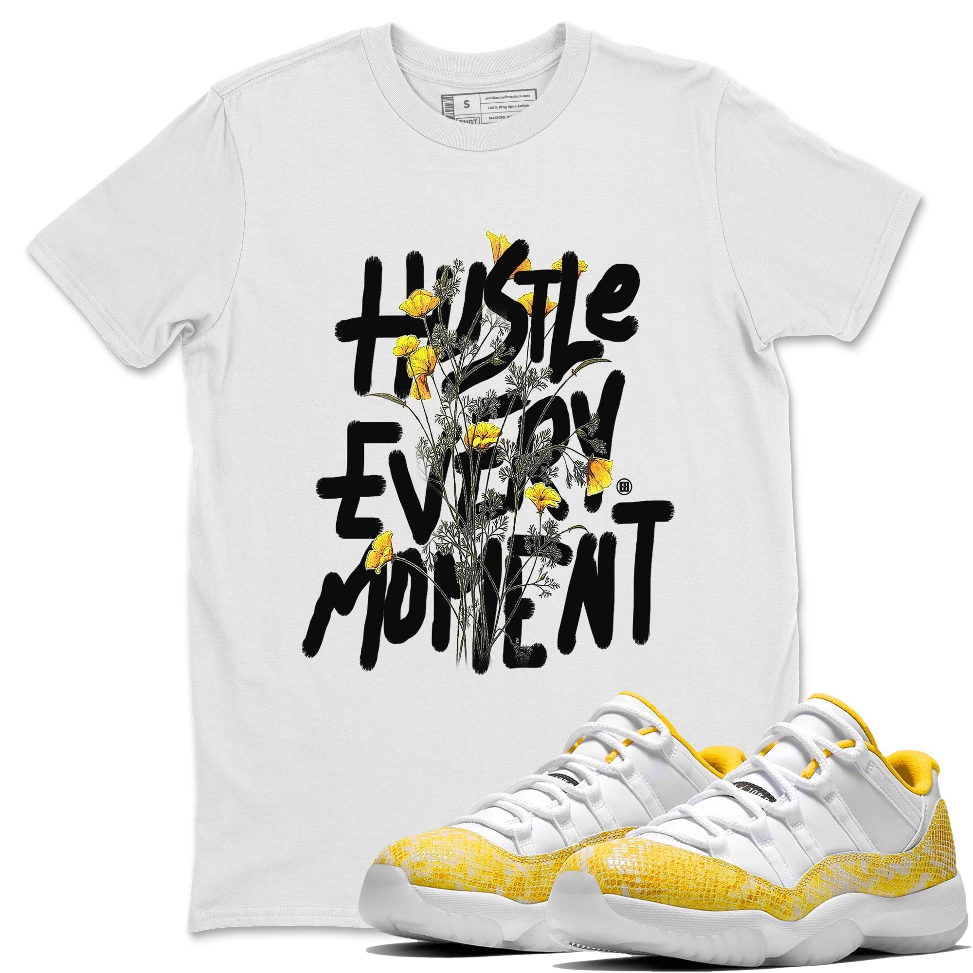 Hustle Every Moment Unisex Tops - Air Jordan 11 Yellow Python