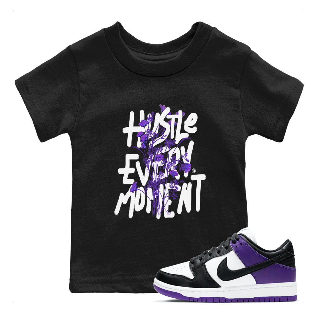 Hustle Every Moment snkmatch Tees Kids - Dunk Low Court Purple
