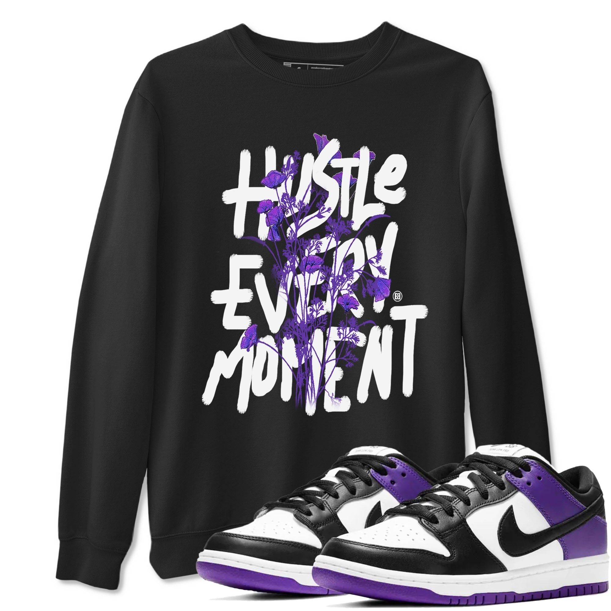 Hustle Every Moment snkmatch Tees - Dunk Low Court Purple