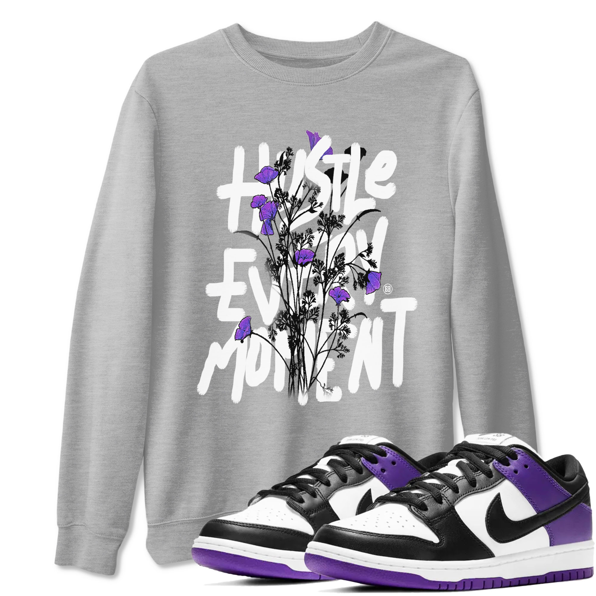 Hustle Every Moment snkmatch Tees - Dunk Low Court Purple