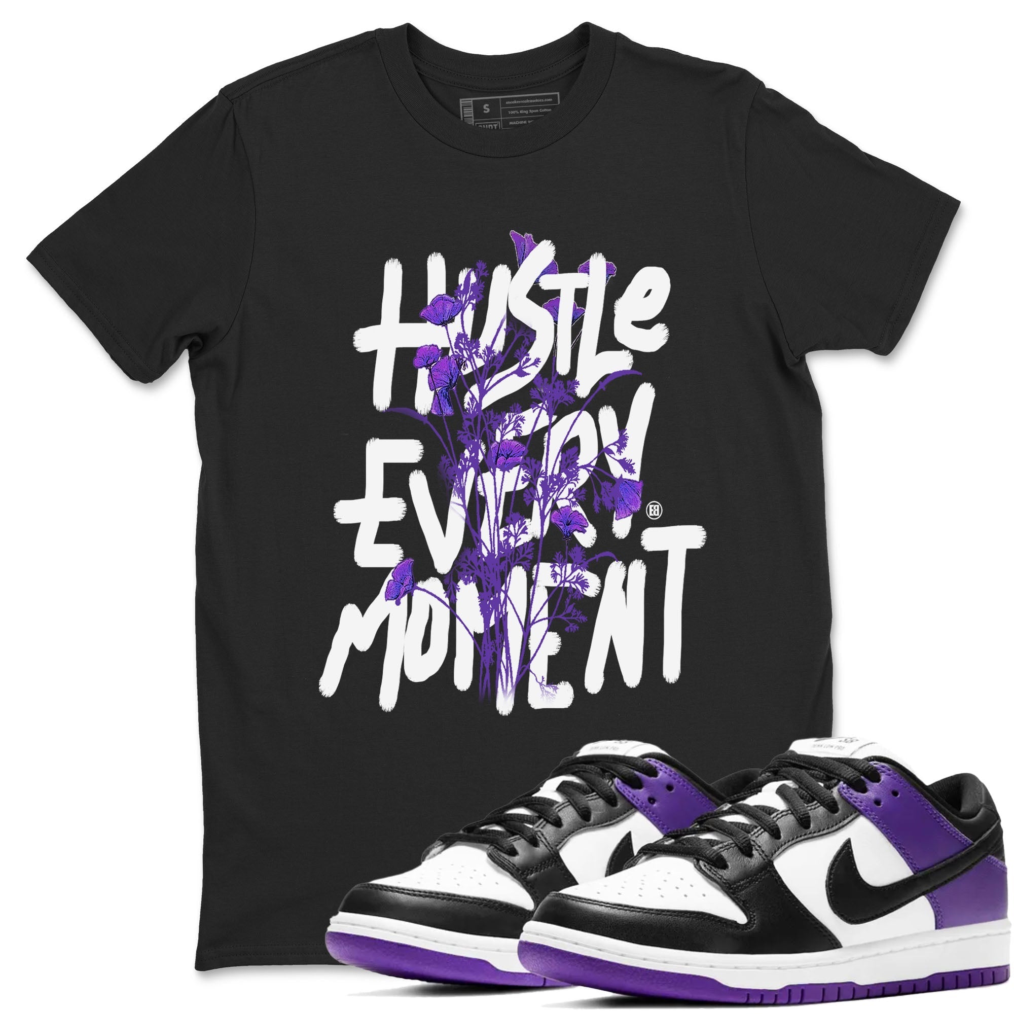 Hustle Every Moment snkmatch Tees - Dunk Low Court Purple