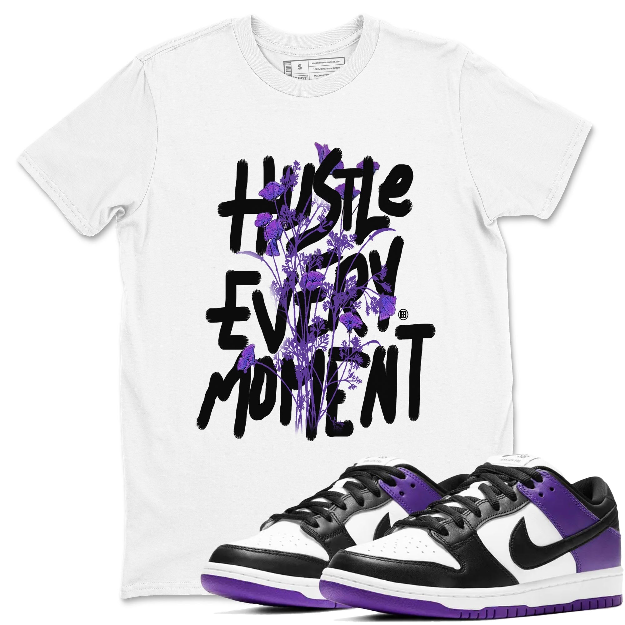 Hustle Every Moment snkmatch Tees - Dunk Low Court Purple