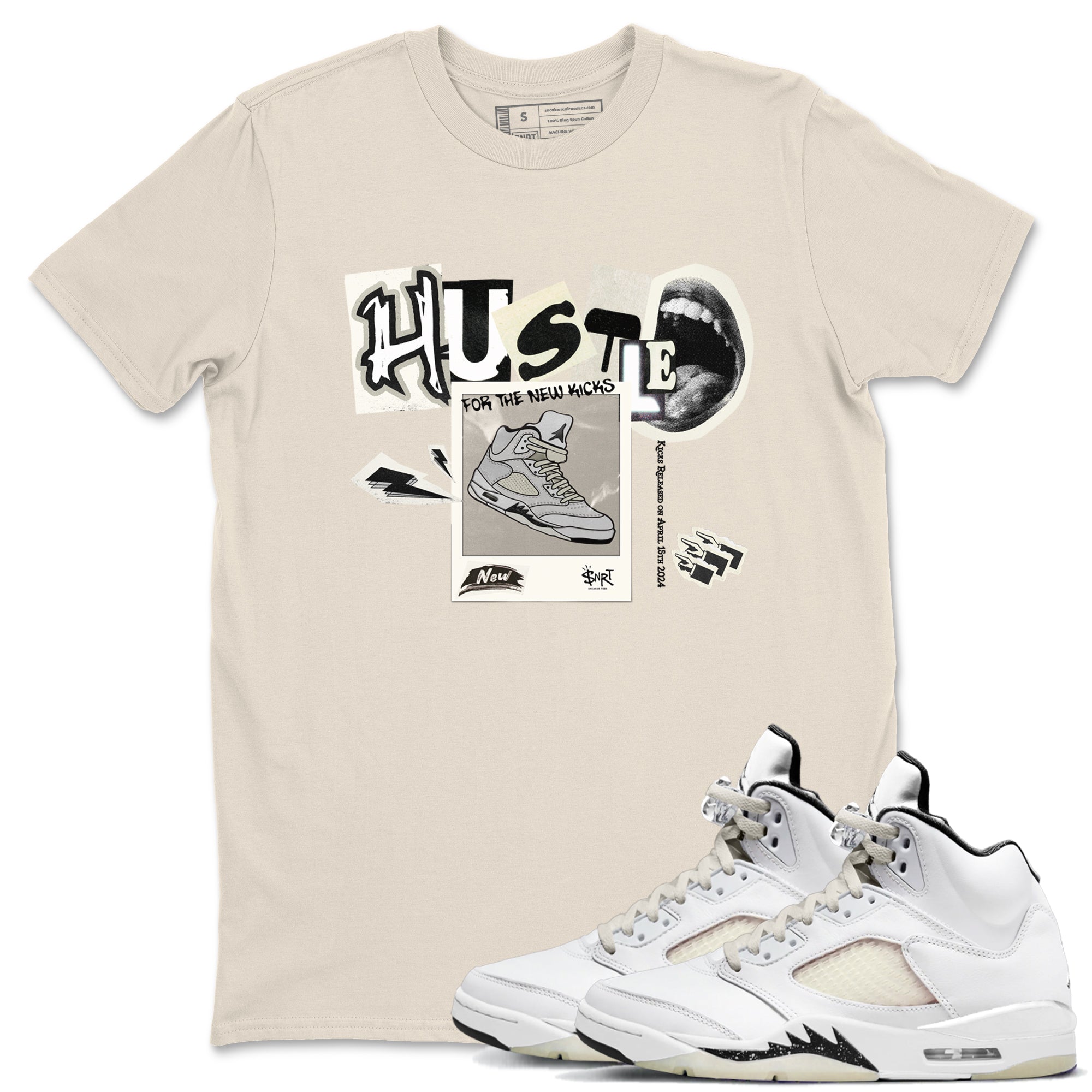 Hustle For The New Kicks snkmatch Tees - Air Jordan 5 Sail