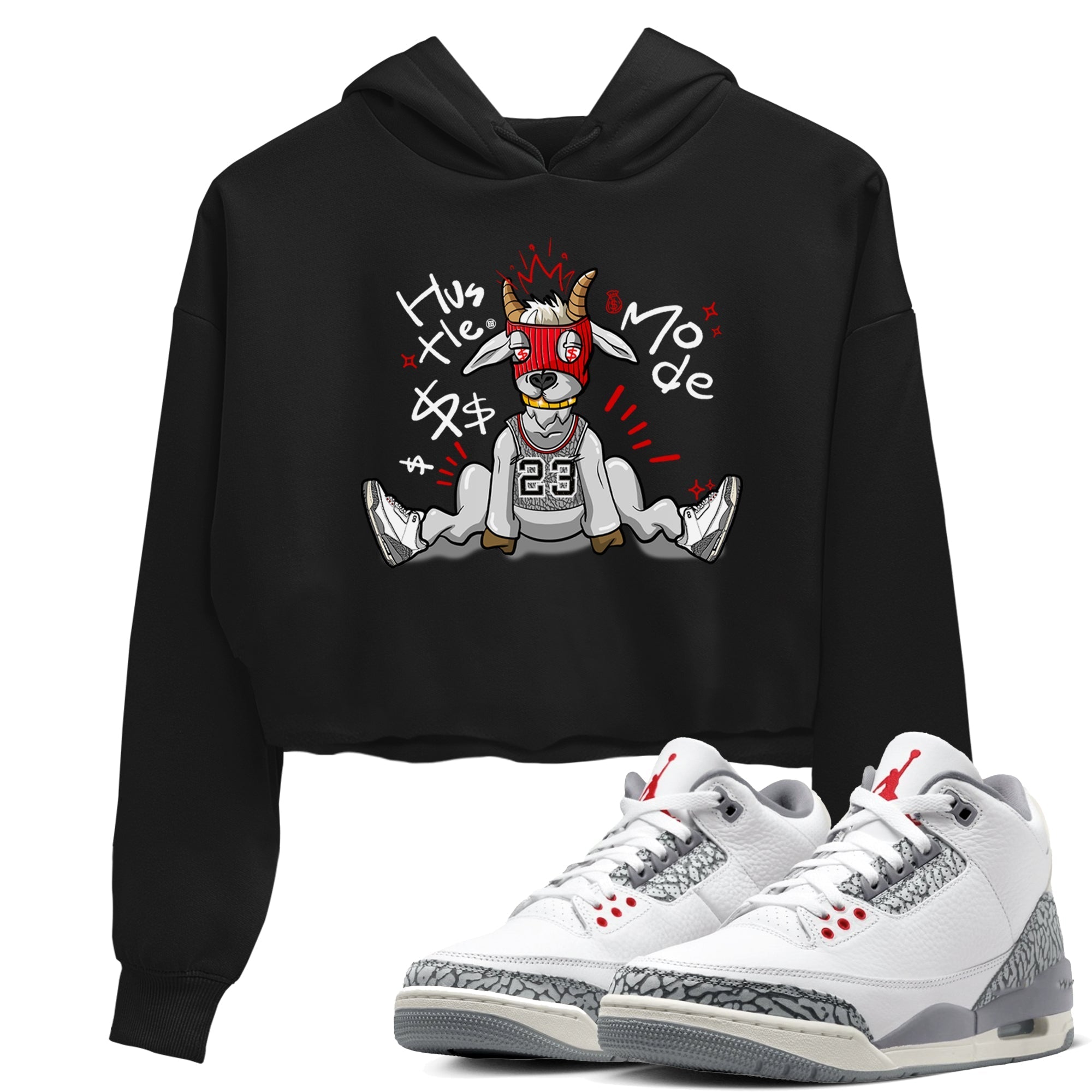 Hustle Goat snkmatch Women's Top - Air Jordan 3 Cement Grey