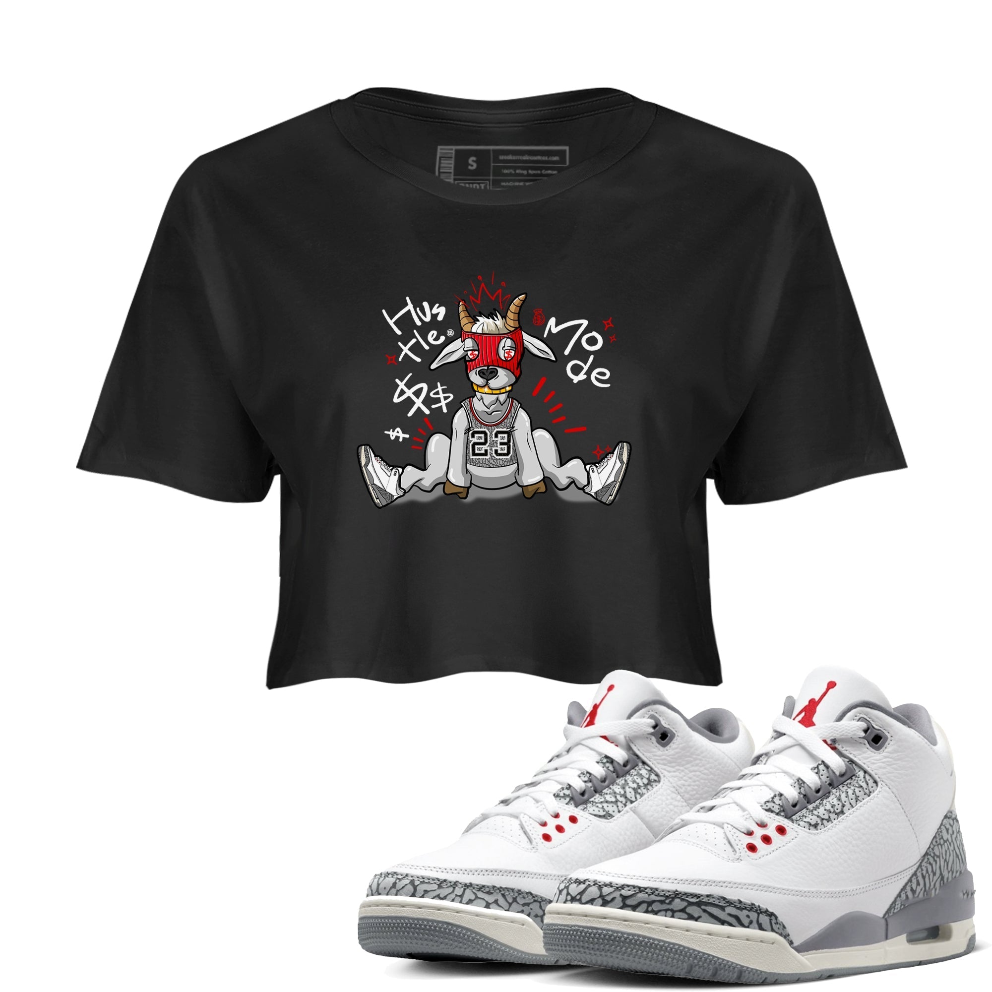 Hustle Goat snkmatch Women's Top - Air Jordan 3 Cement Grey