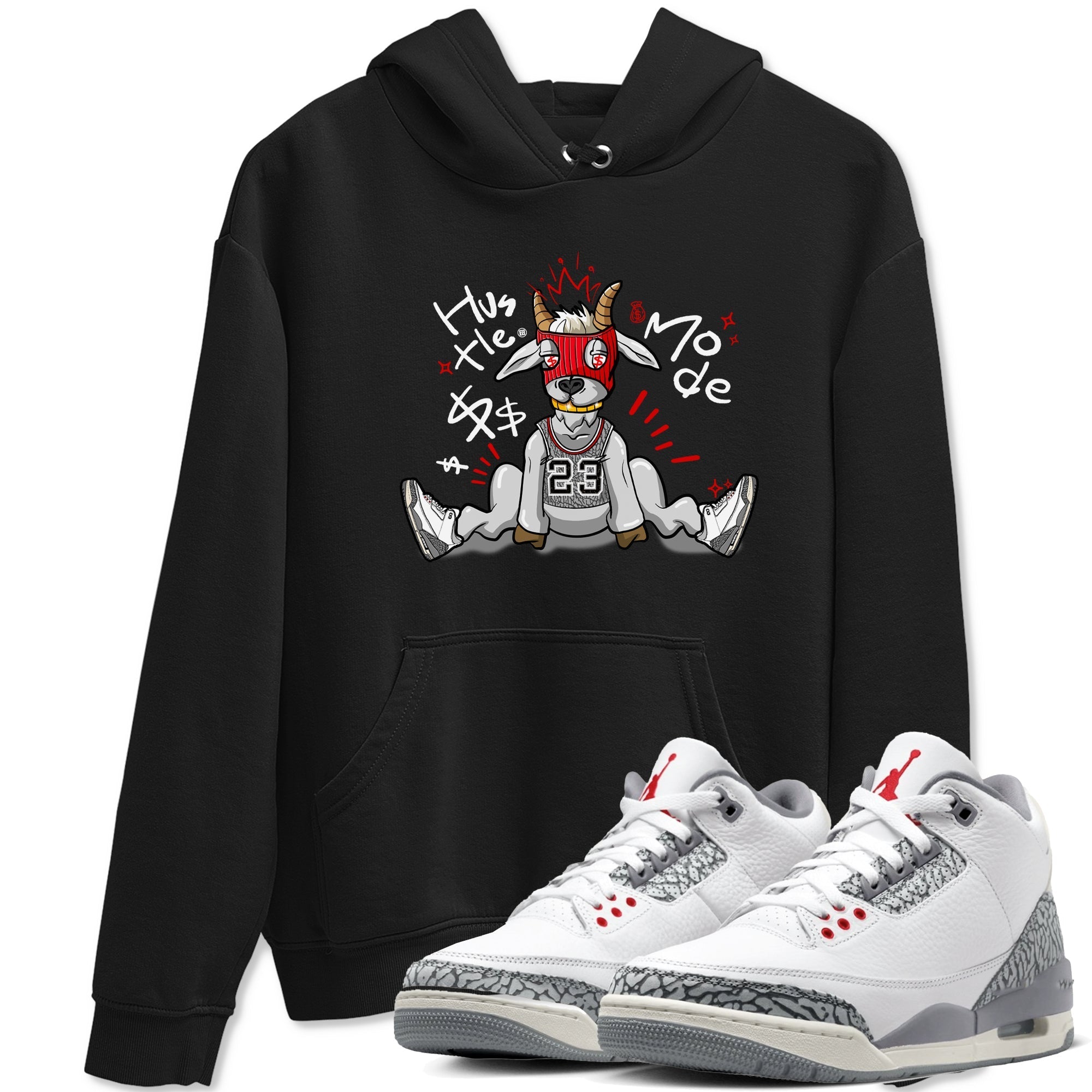Hustle Goat snkmatch Tees - Air Jordan 3 Cement Grey