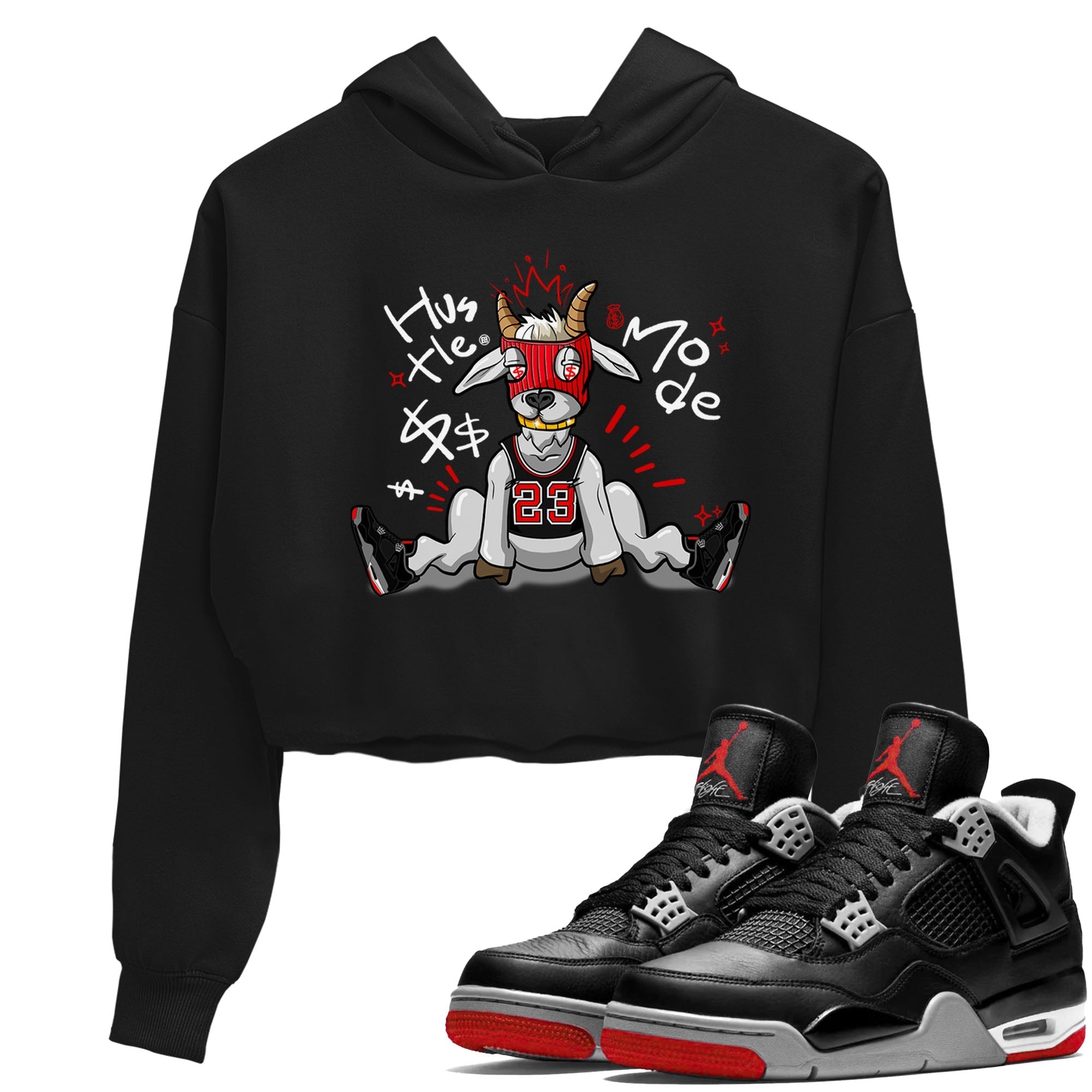 Hustle Goat snkmatch Women's Top - Air Jordan 4 Bred Reimagined