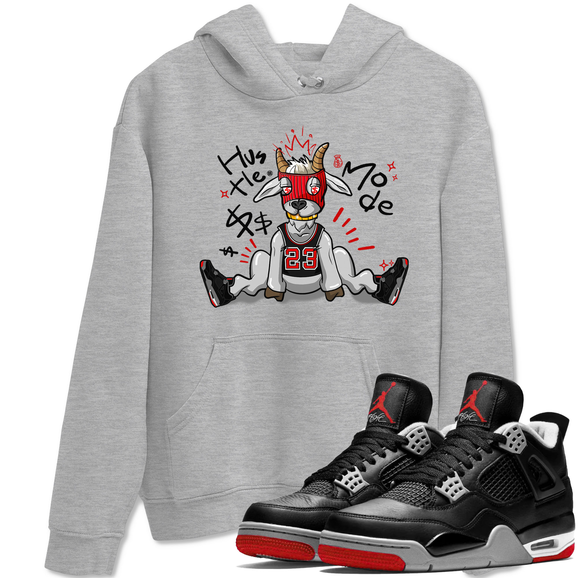 Hustle Goat snkmatch Tees - Air Jordan 4 Bred Reimagined