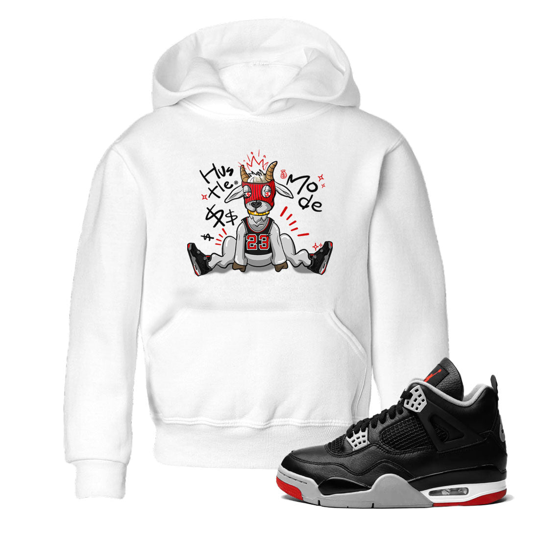 Hustle Goat snkmatch Tees Kids - Air Jordan 4 Bred Reimagined
