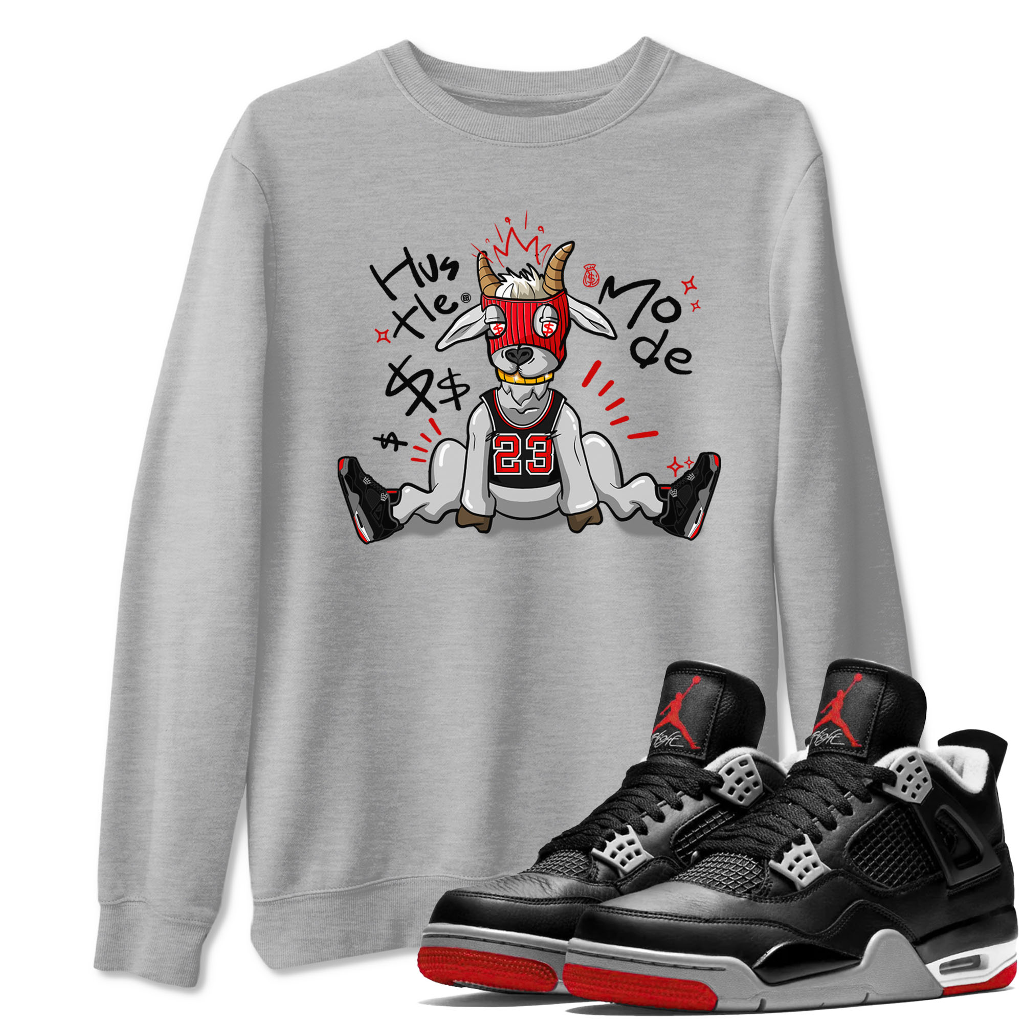 Hustle Goat snkmatch Tees - Air Jordan 4 Bred Reimagined