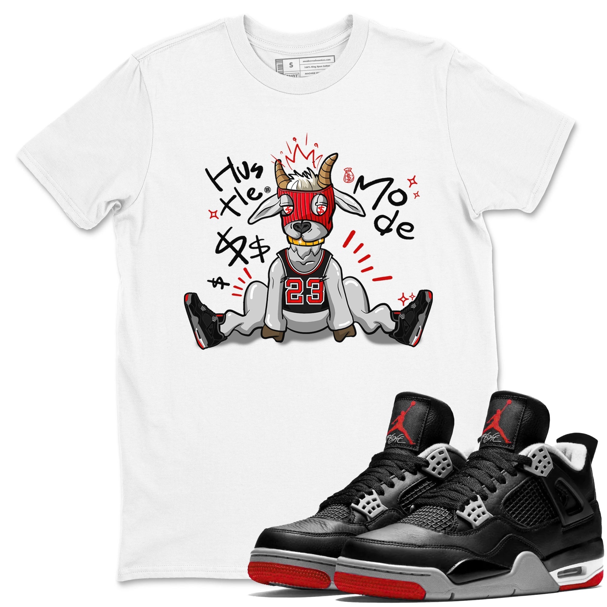 Hustle Goat snkmatch Tees - Air Jordan 4 Bred Reimagined