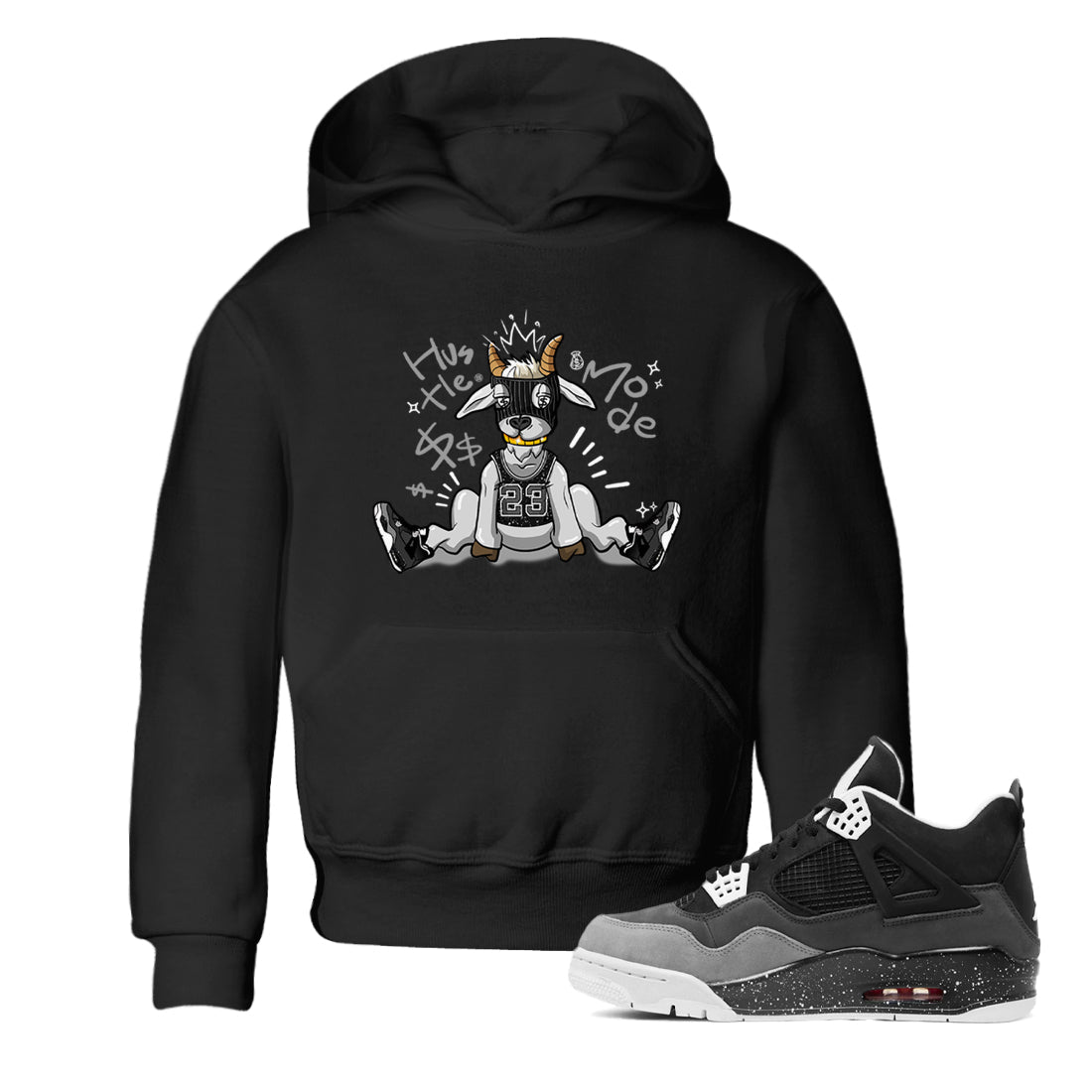 Hustle Goat snkmatch Tees Kids - Air Jordan 4 Fear