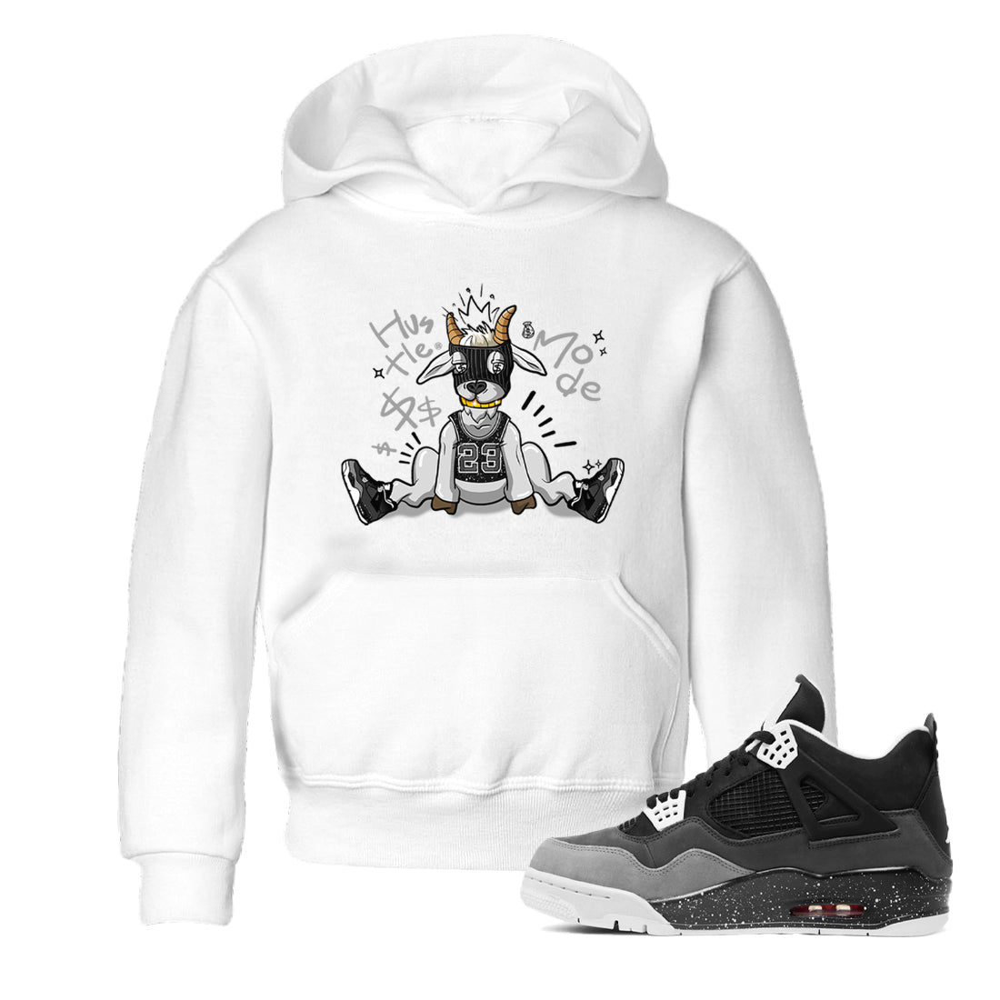 Hustle Goat snkmatch Tees Kids - Air Jordan 4 Fear
