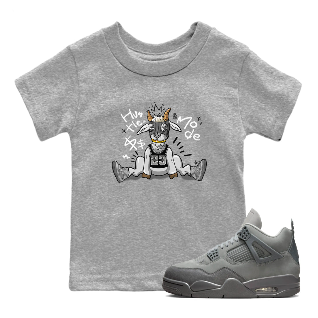 Hustle Goat snkmatch Tees Kids - Air Jordan 4 Wet Cement