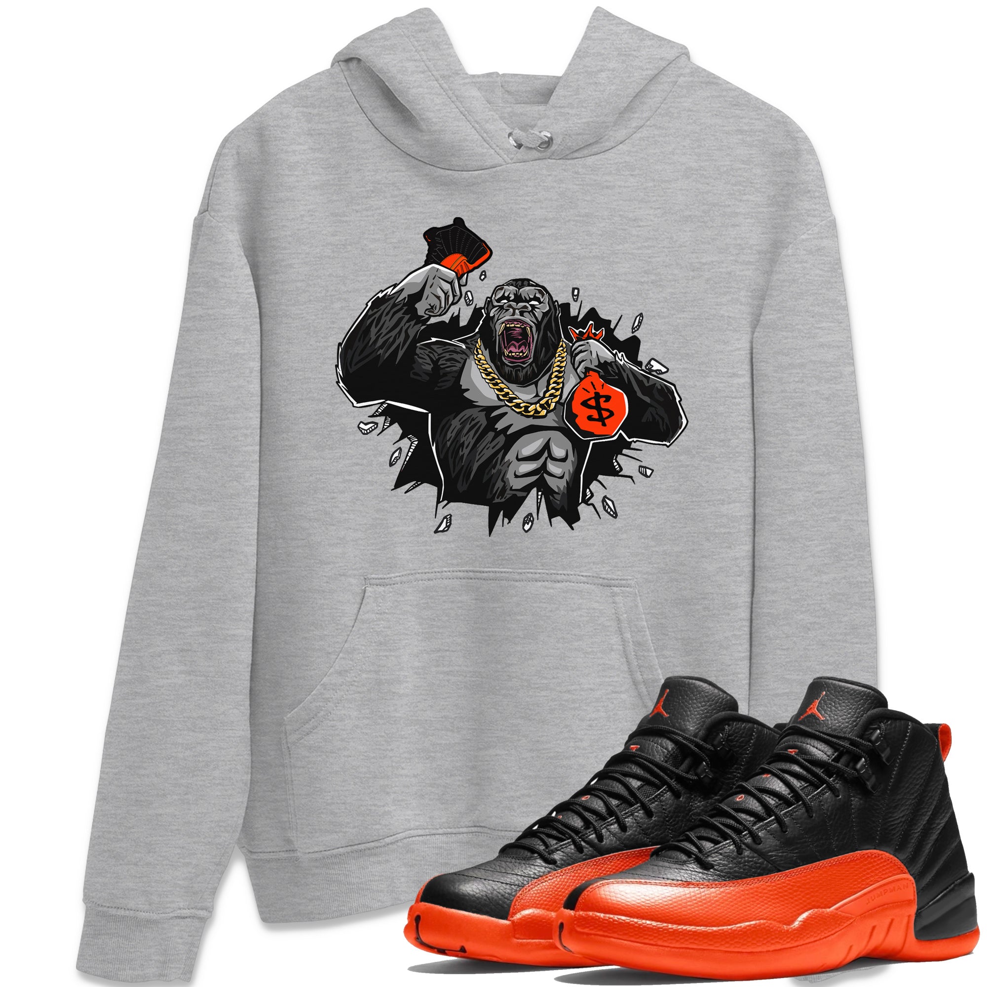 Hustle Gorilla Unisex Tops - Air Jordan 12 Brilliant Orange