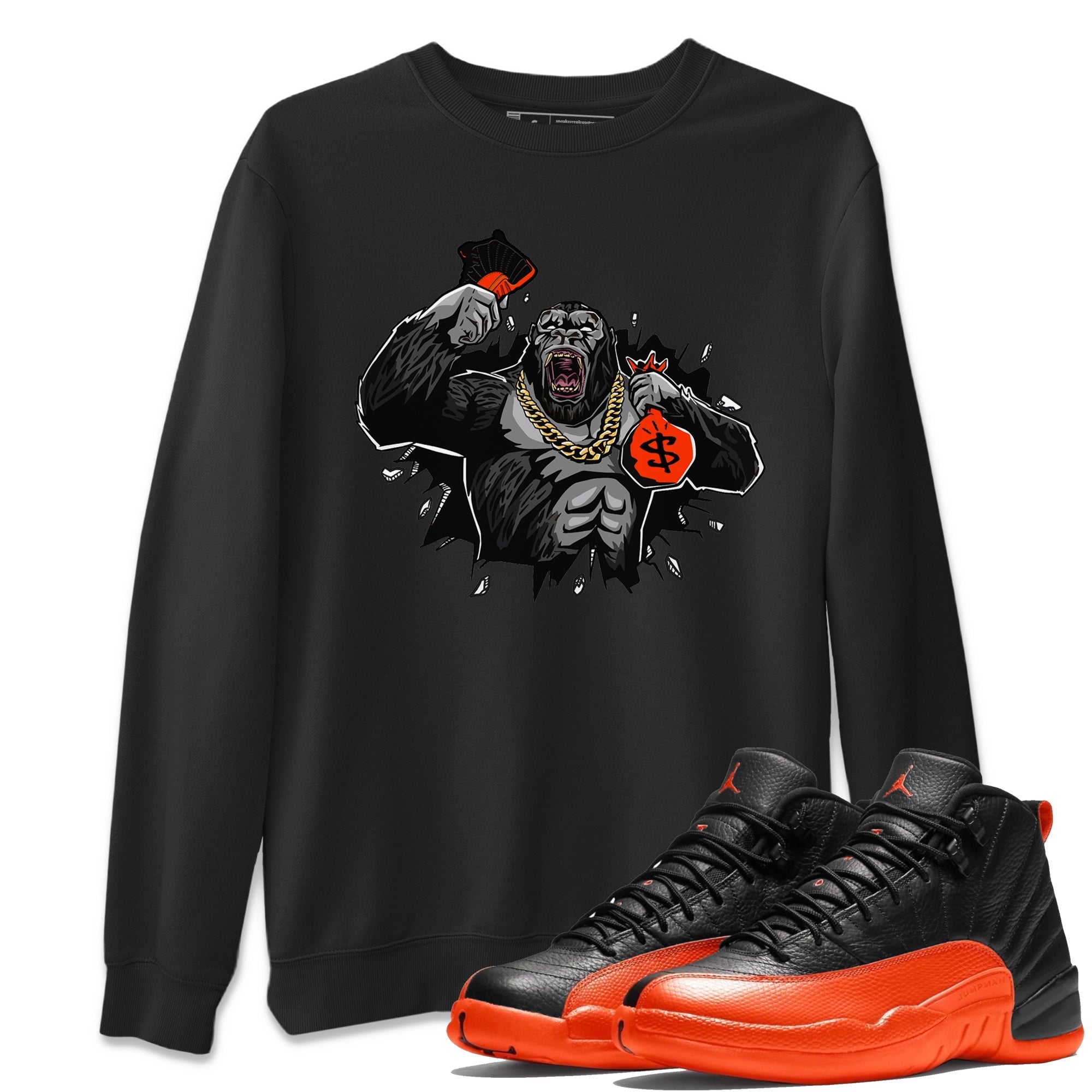 Hustle Gorilla Unisex Tops - Air Jordan 12 Brilliant Orange