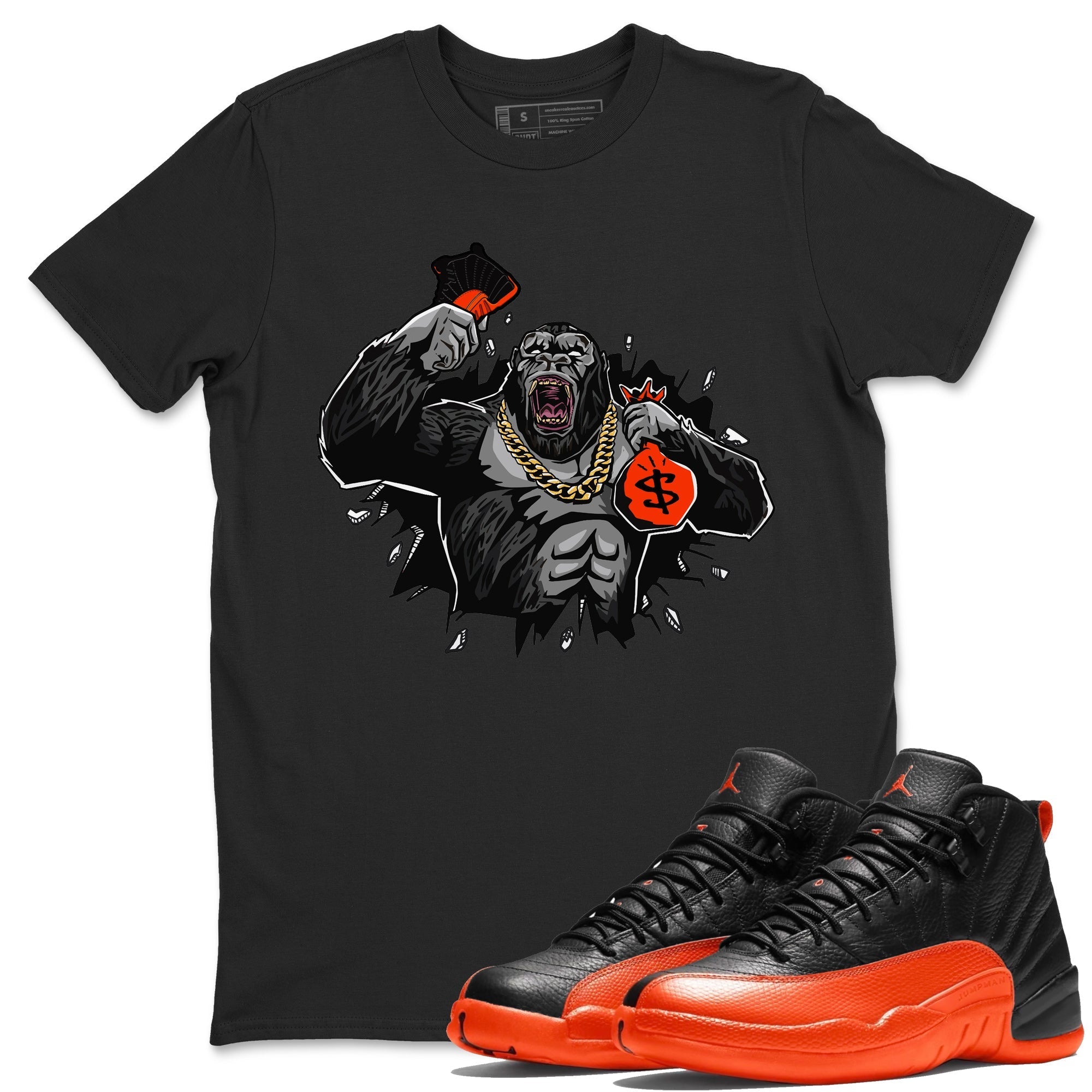 Hustle Gorilla Unisex Tops - Air Jordan 12 Brilliant Orange
