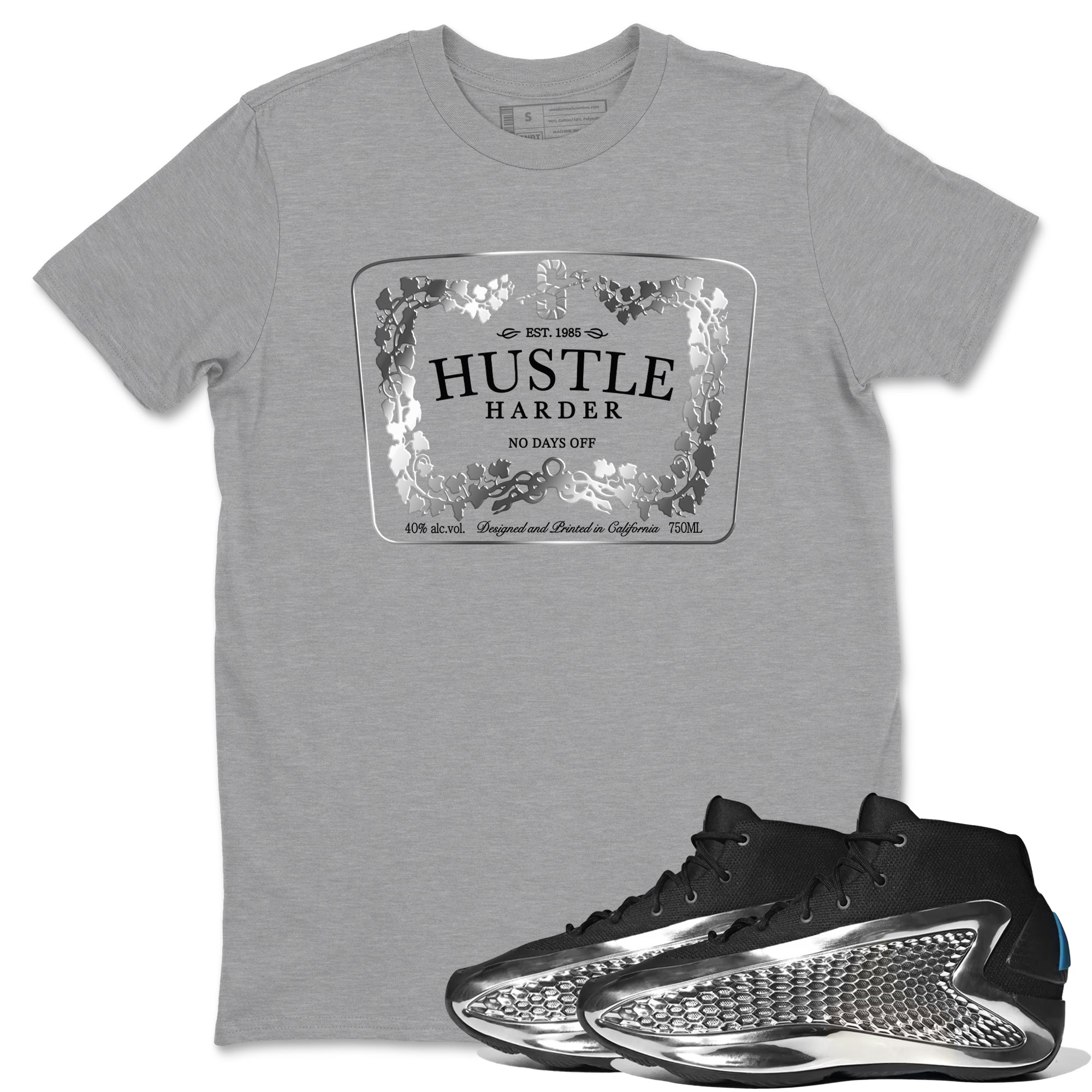 Hustle Harder snkmatch Tees - AE 1 Silver Metallic