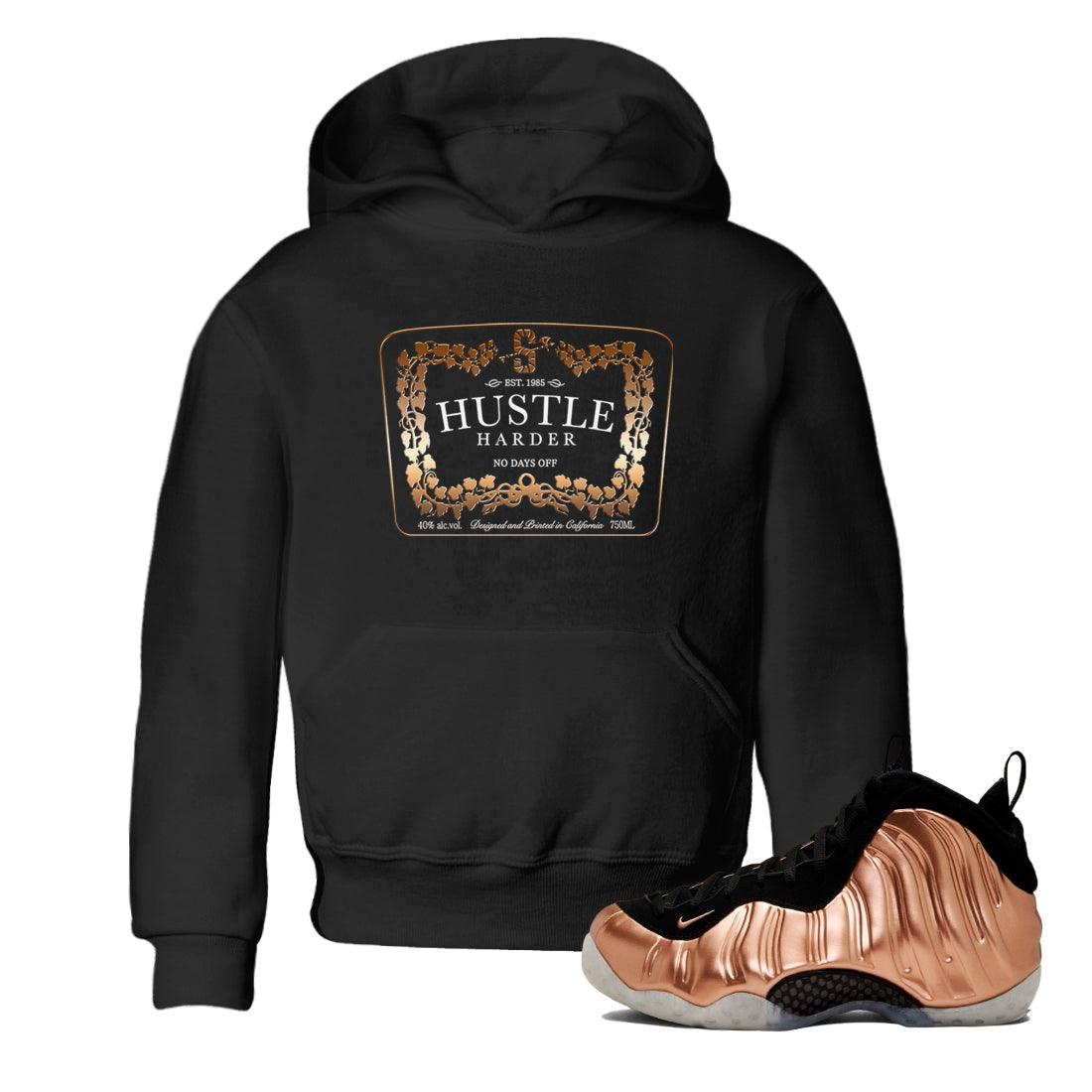 Hustle Harder snkmatch Tees Kids - Air Foamposite One Metallic Copper