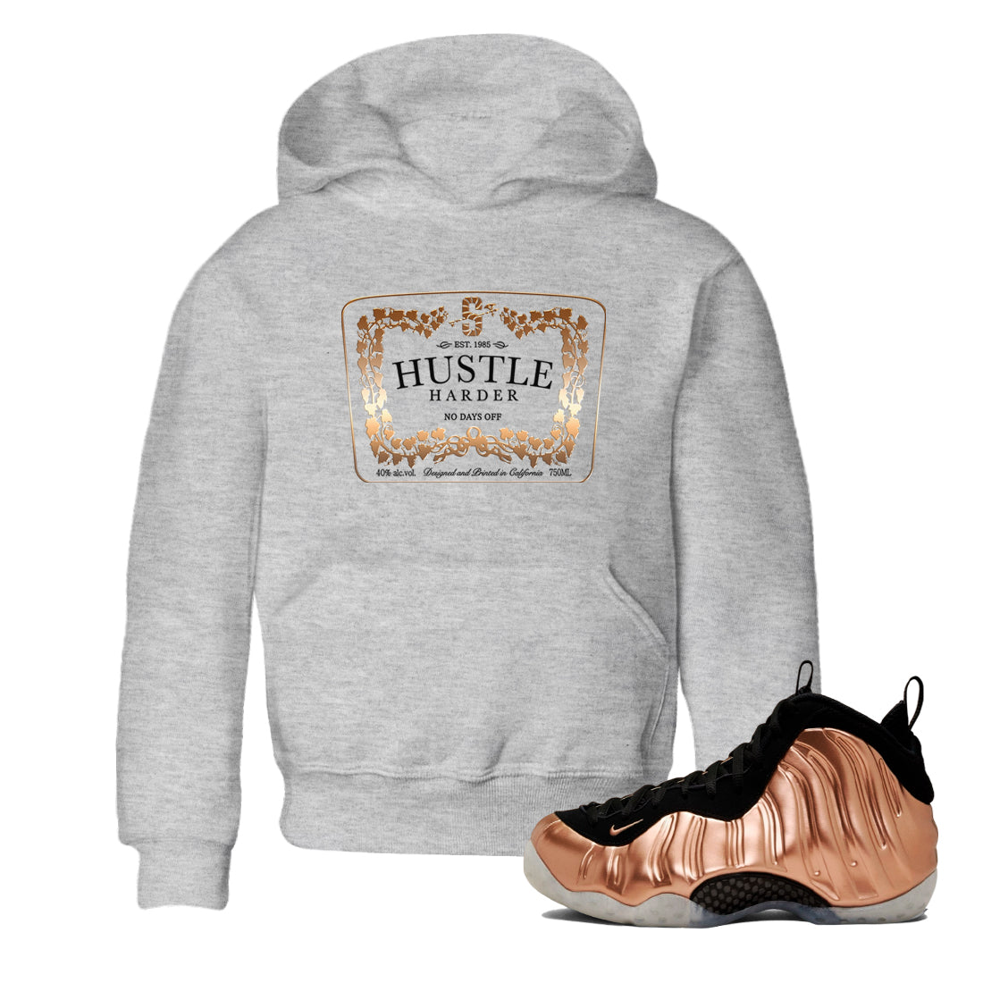 Hustle Harder snkmatch Tees Kids - Air Foamposite One Metallic Copper