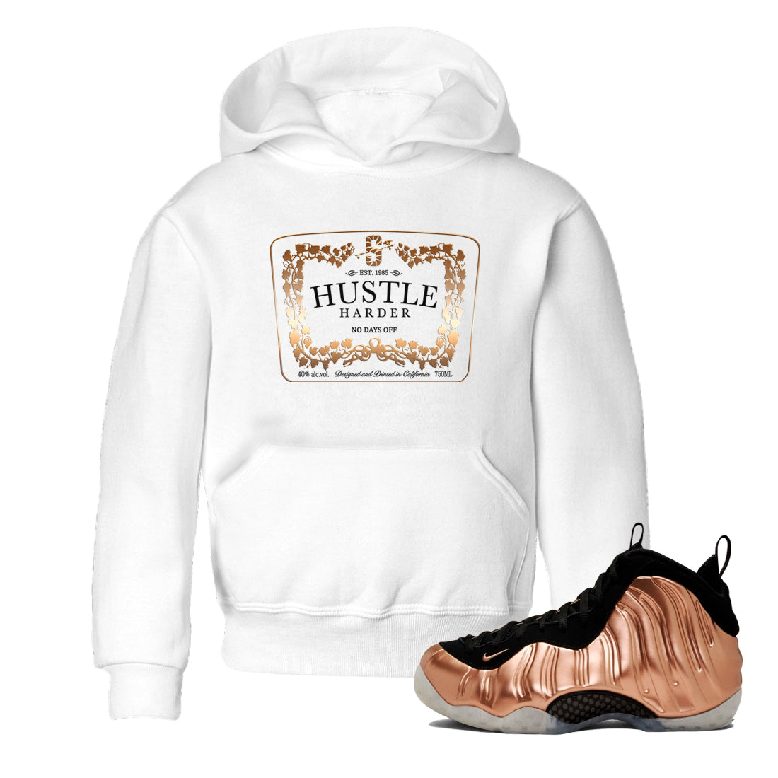 Hustle Harder snkmatch Tees Kids - Air Foamposite One Metallic Copper