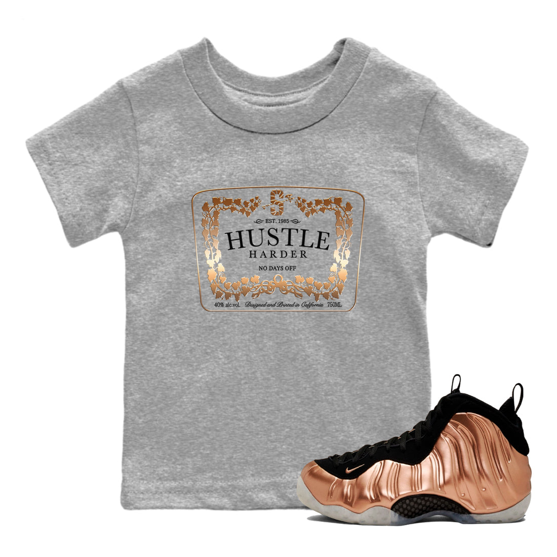 Hustle Harder snkmatch Tees Kids - Air Foamposite One Metallic Copper