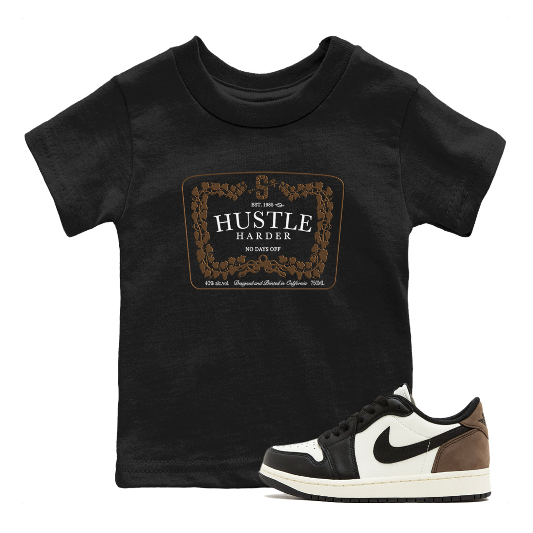 Hustle Harder snkmatch Tees Kids - Air Jordan 1 Mocha
