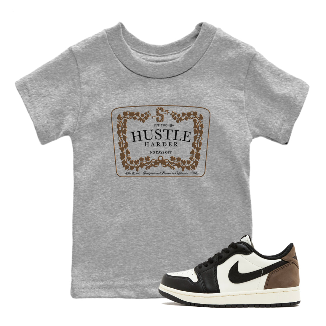 Hustle Harder snkmatch Tees Kids - Air Jordan 1 Mocha