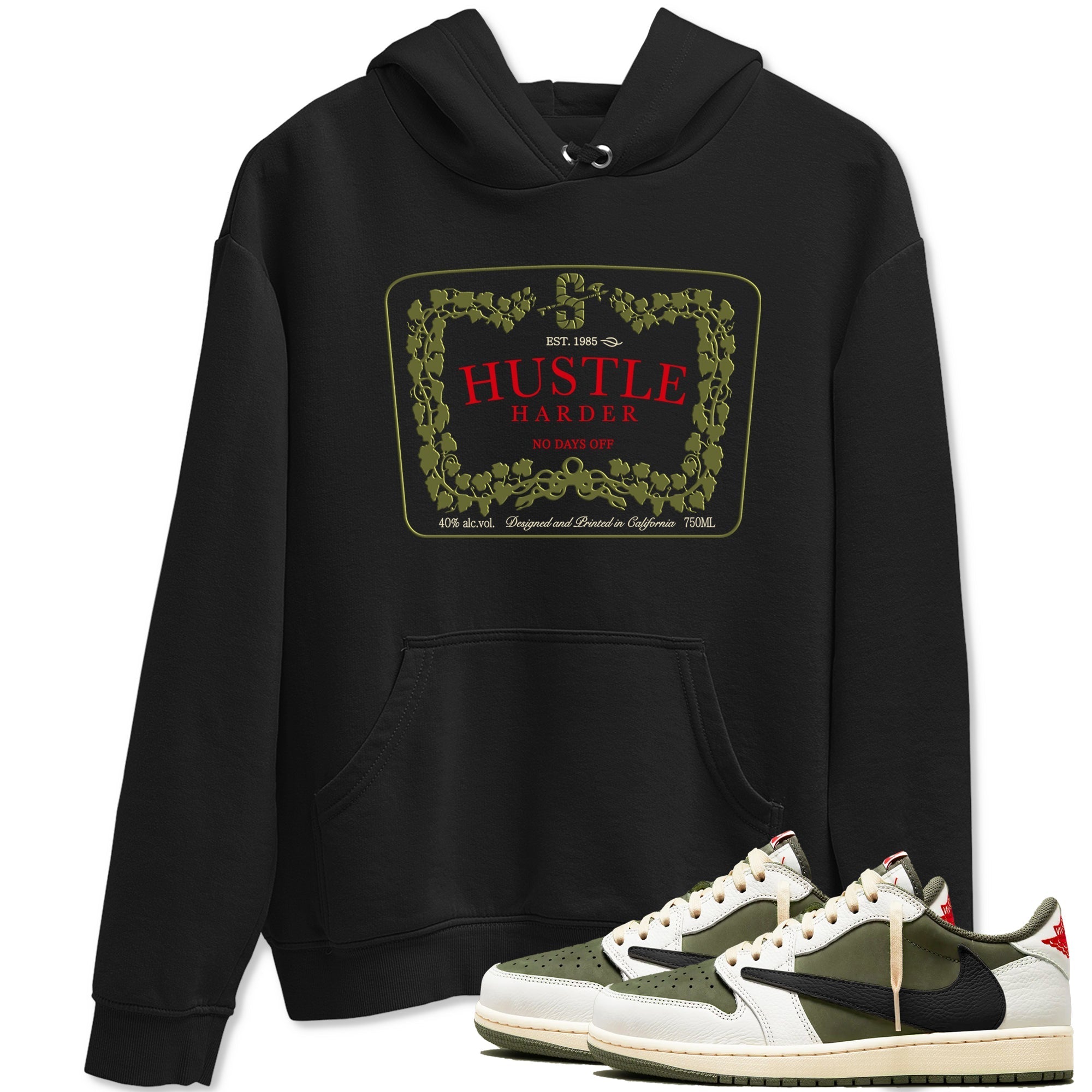 Hustle Harder snkmatch Tees - Air Jordan 1 Travis Scott Medium Olive
