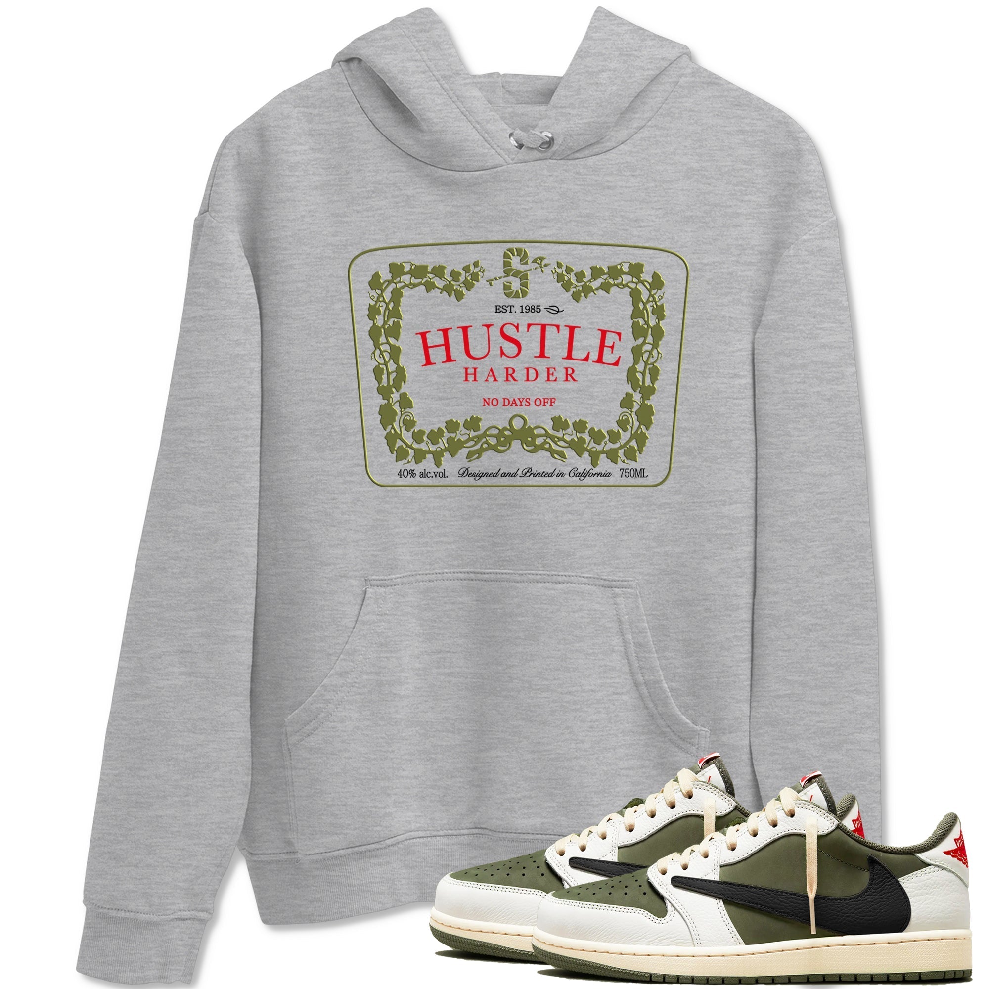 Hustle Harder snkmatch Tees - Air Jordan 1 Travis Scott Medium Olive