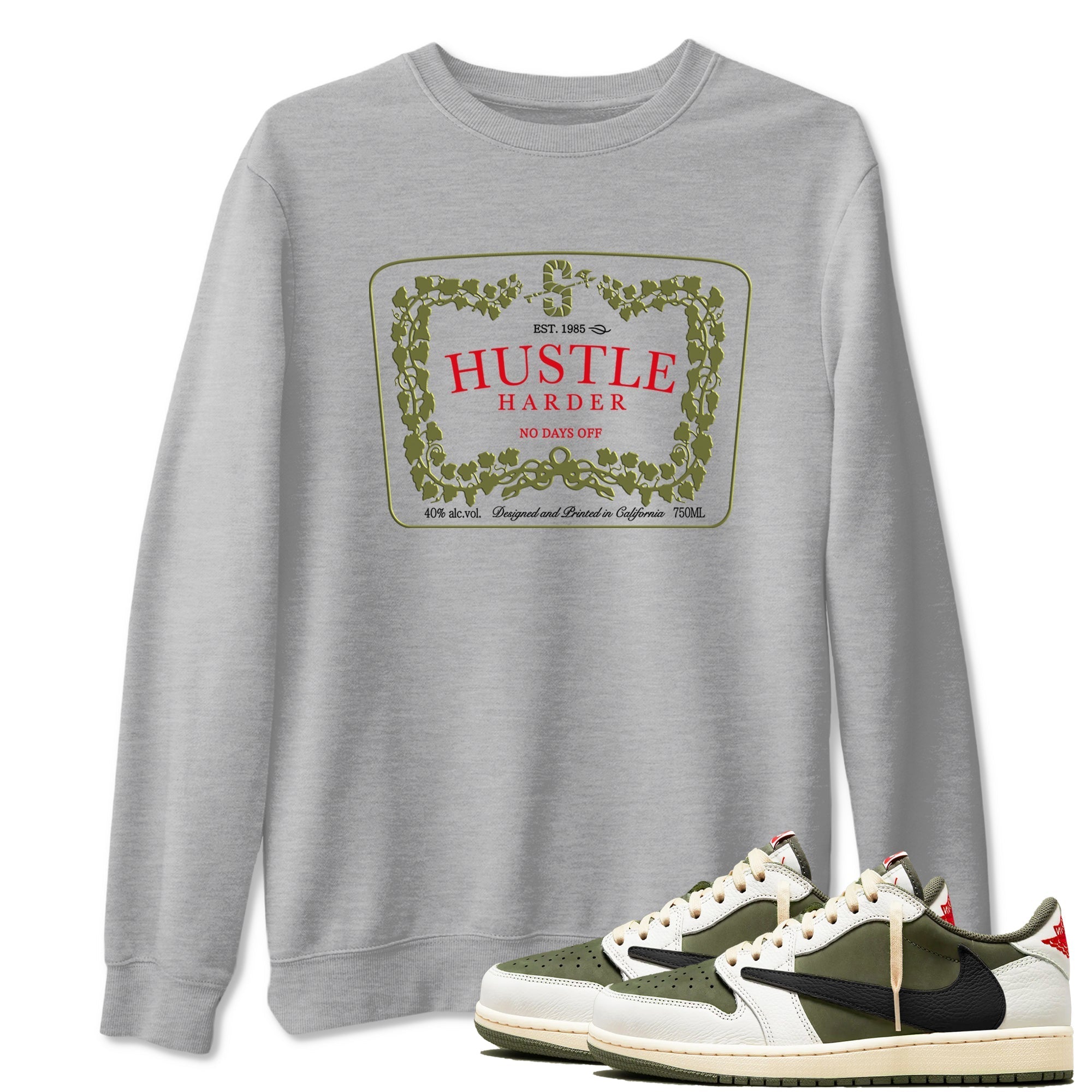 Hustle Harder snkmatch Tees - Air Jordan 1 Travis Scott Medium Olive