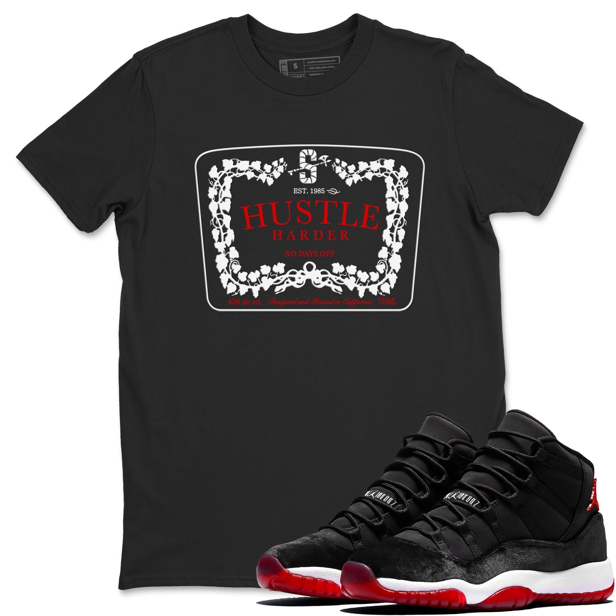 Hustle Harder snkmatch Tees - Air Jordan 11 Bred Velvet