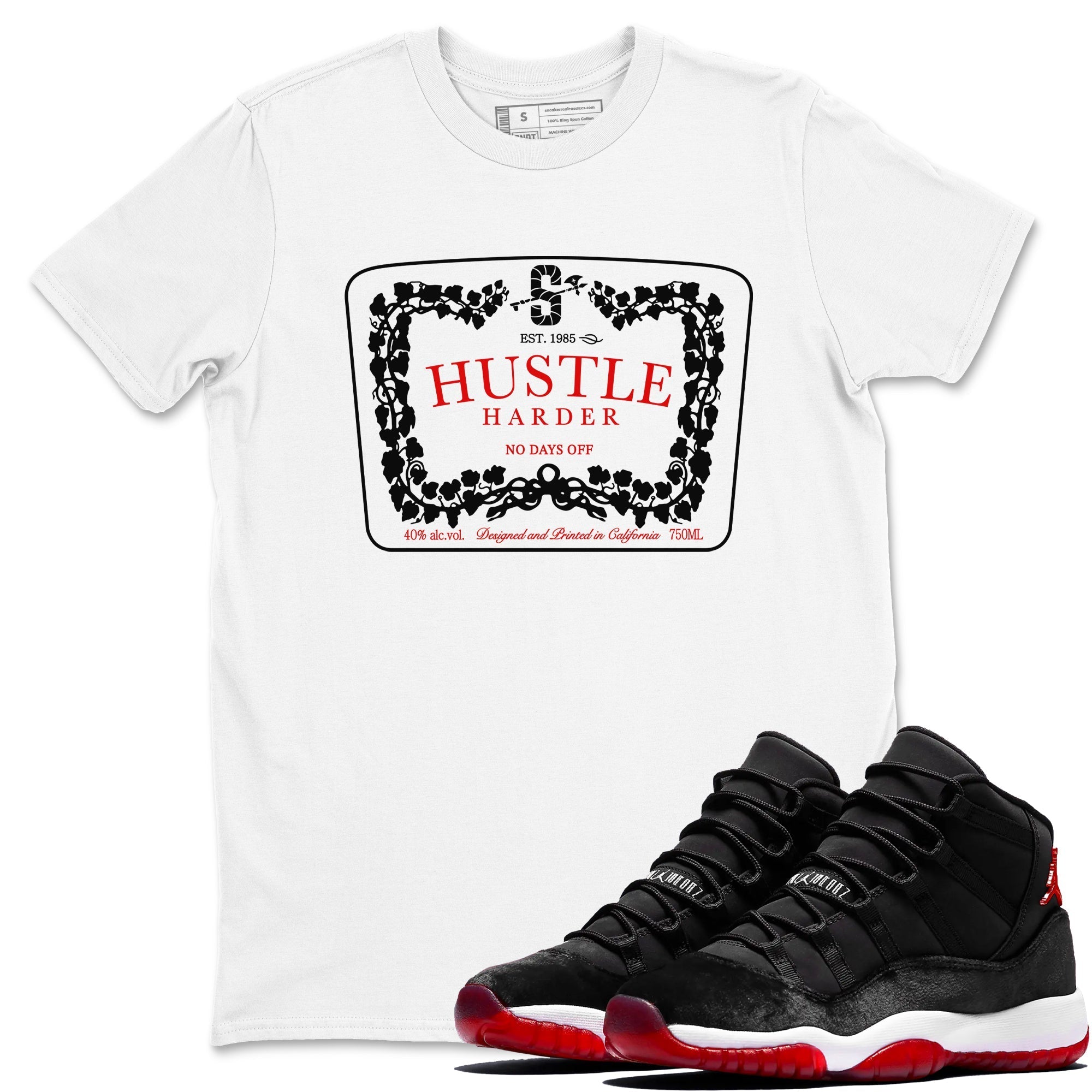 Hustle Harder snkmatch Tees - Air Jordan 11 Bred Velvet