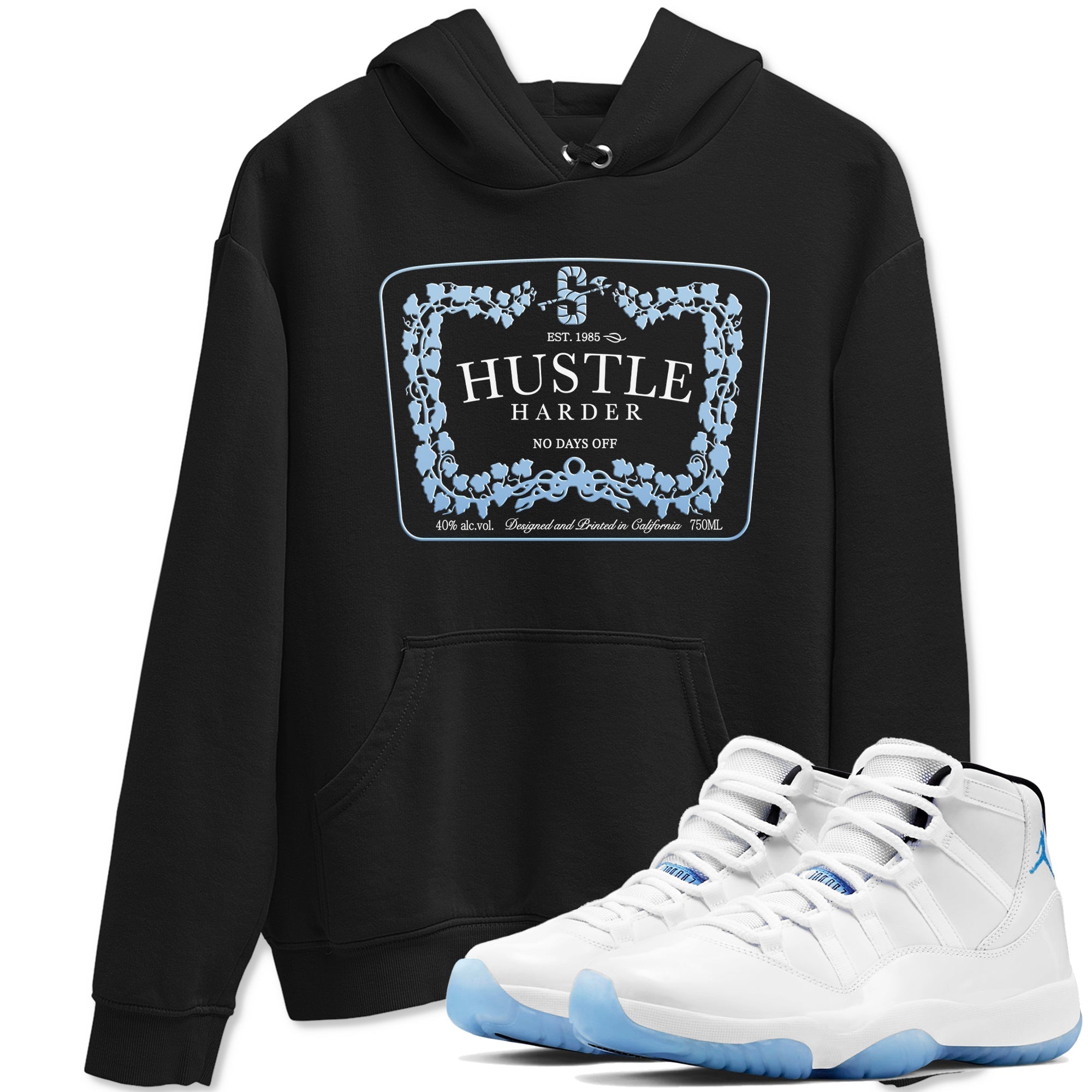 Hustle Harder snkmatch Tees - Air Jordan 11 Retro Legend Blue