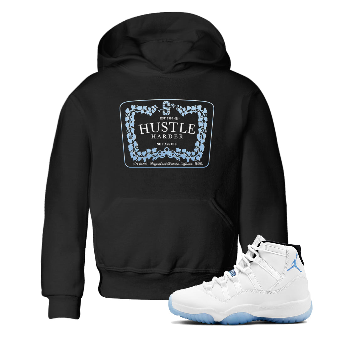 Hustle Harder snkmatch Tees Kids - Air Jordan 11 Retro Legend Blue