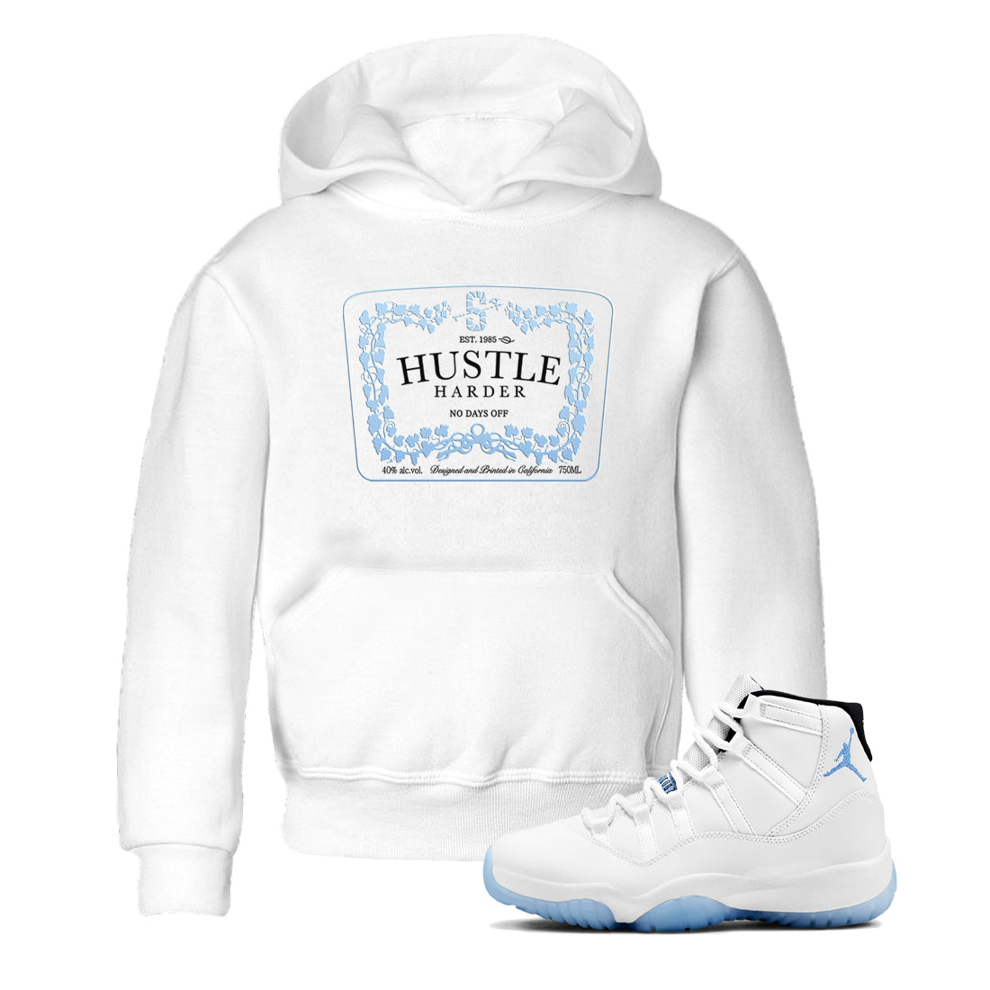 Hustle Harder snkmatch Tees Kids - Air Jordan 11 Retro Legend Blue