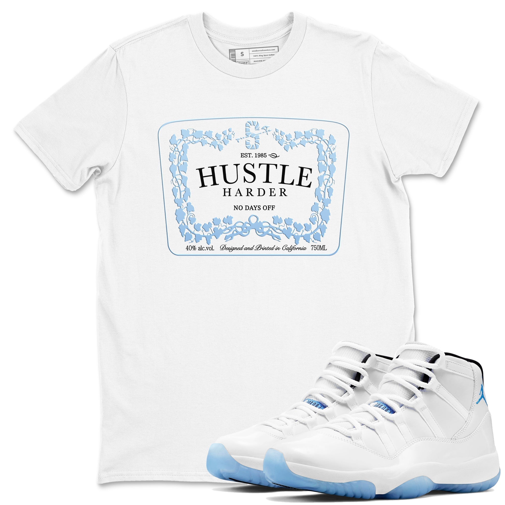 Hustle Harder snkmatch Tees - Air Jordan 11 Retro Legend Blue