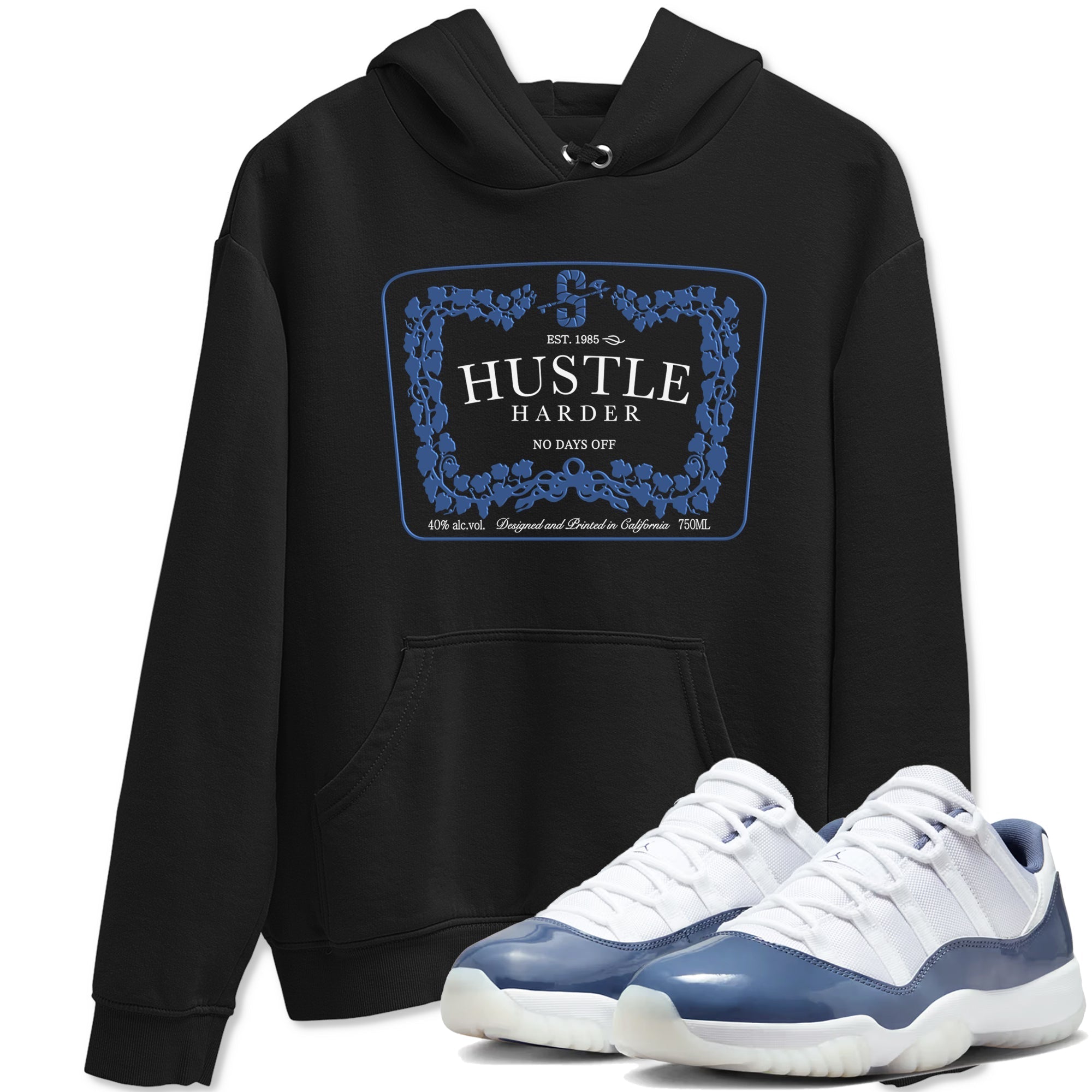 Hustle Harder snkmatch Tees - Air Jordan 11 Diffused Blue