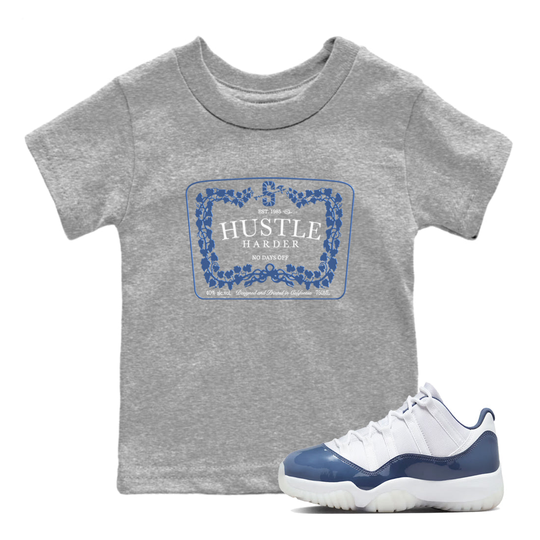 Hustle Harder snkmatch Tees Kids - Air Jordan 11 Diffused Blue