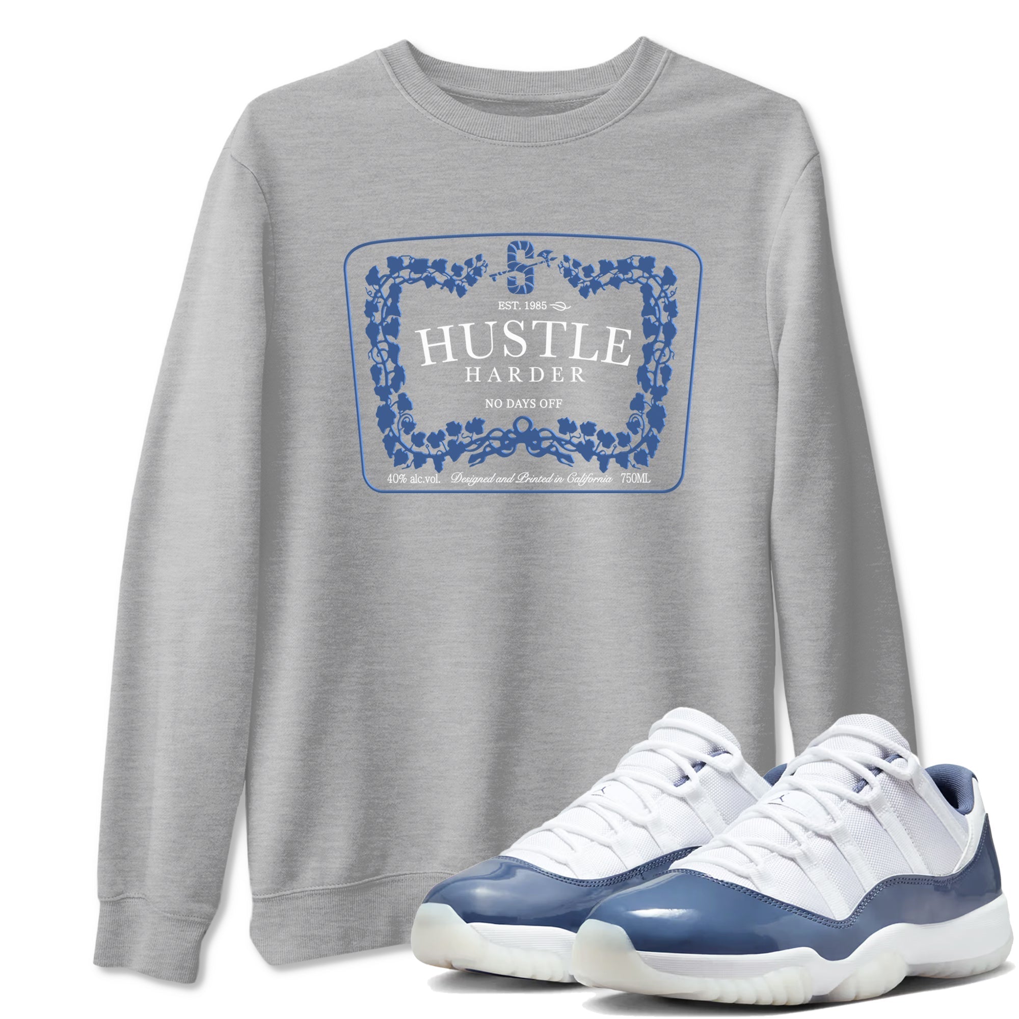 Hustle Harder snkmatch Tees - Air Jordan 11 Diffused Blue