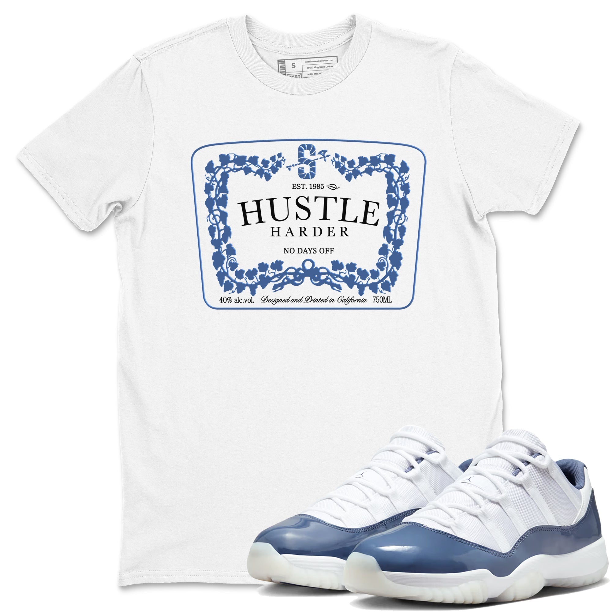 Hustle Harder snkmatch Tees - Air Jordan 11 Diffused Blue