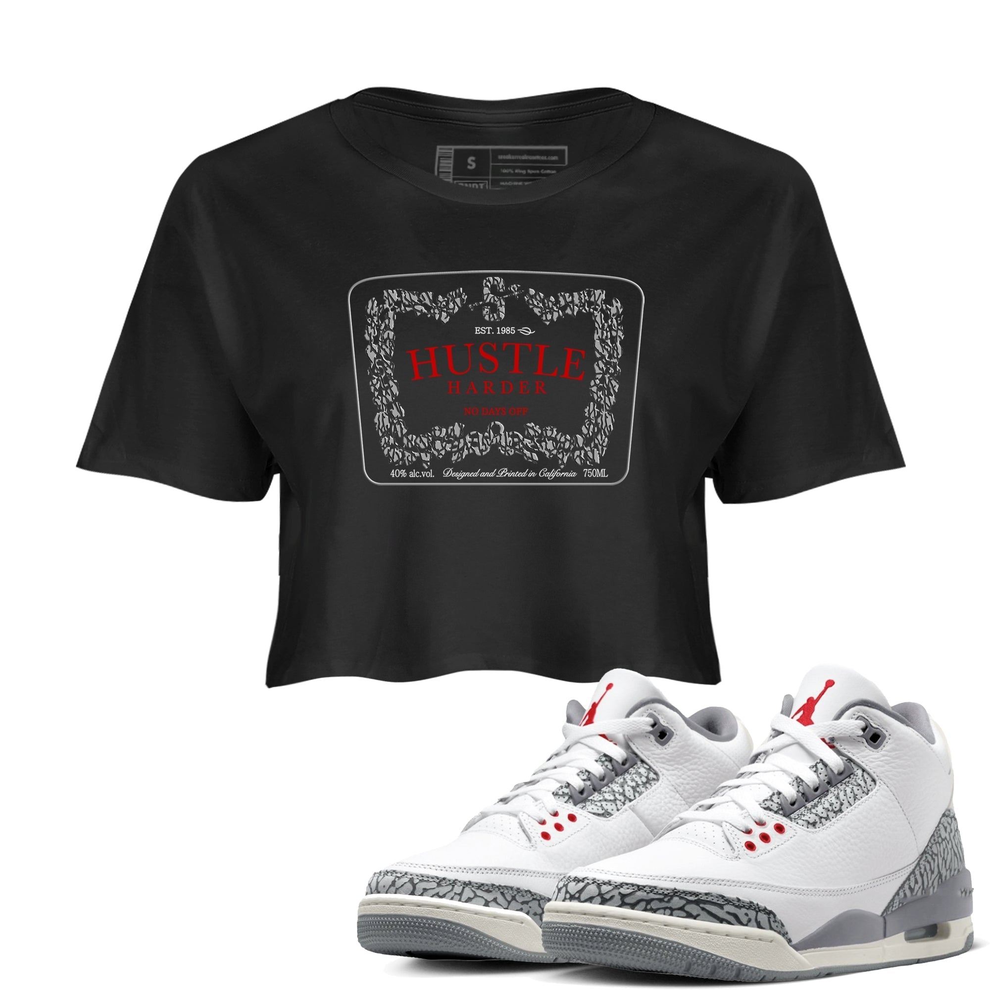 Hustle Harder snkmatch Women's Top - Air Jordan 3 Cement Grey