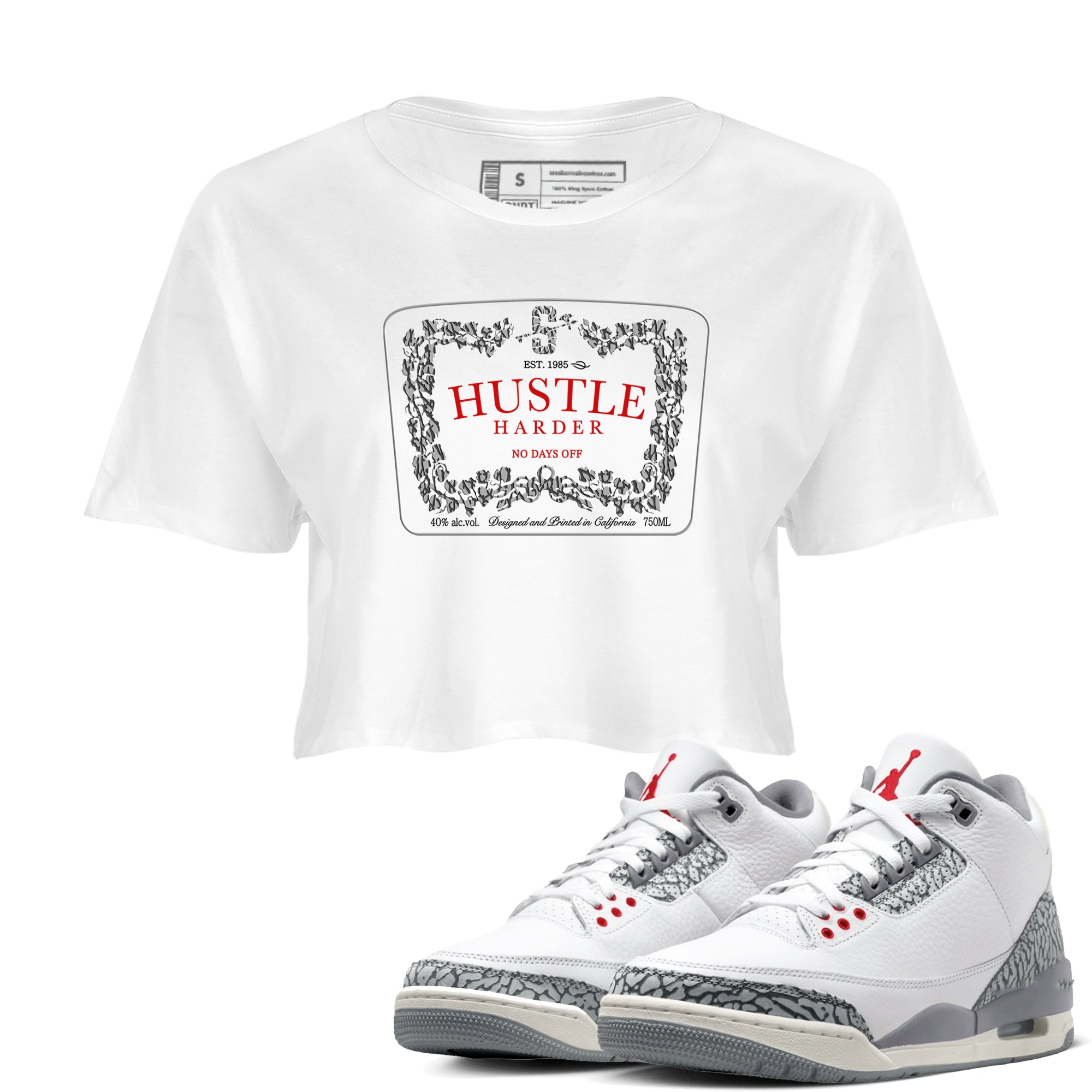 Hustle Harder snkmatch Women's Top - Air Jordan 3 Cement Grey
