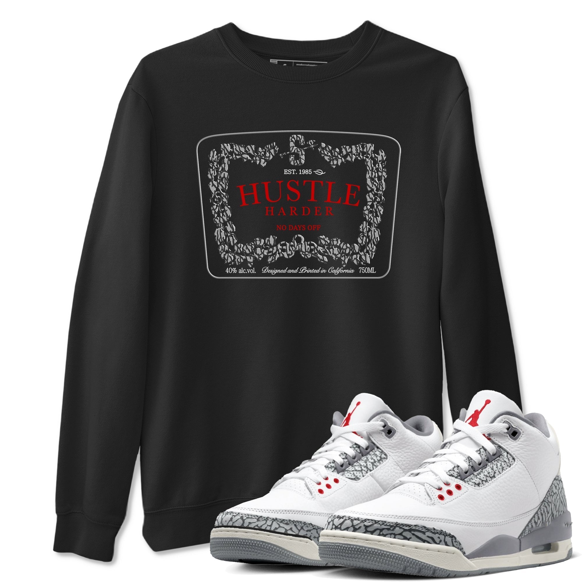 Hustle Harder snkmatch Tees - Air Jordan 3 Cement Grey