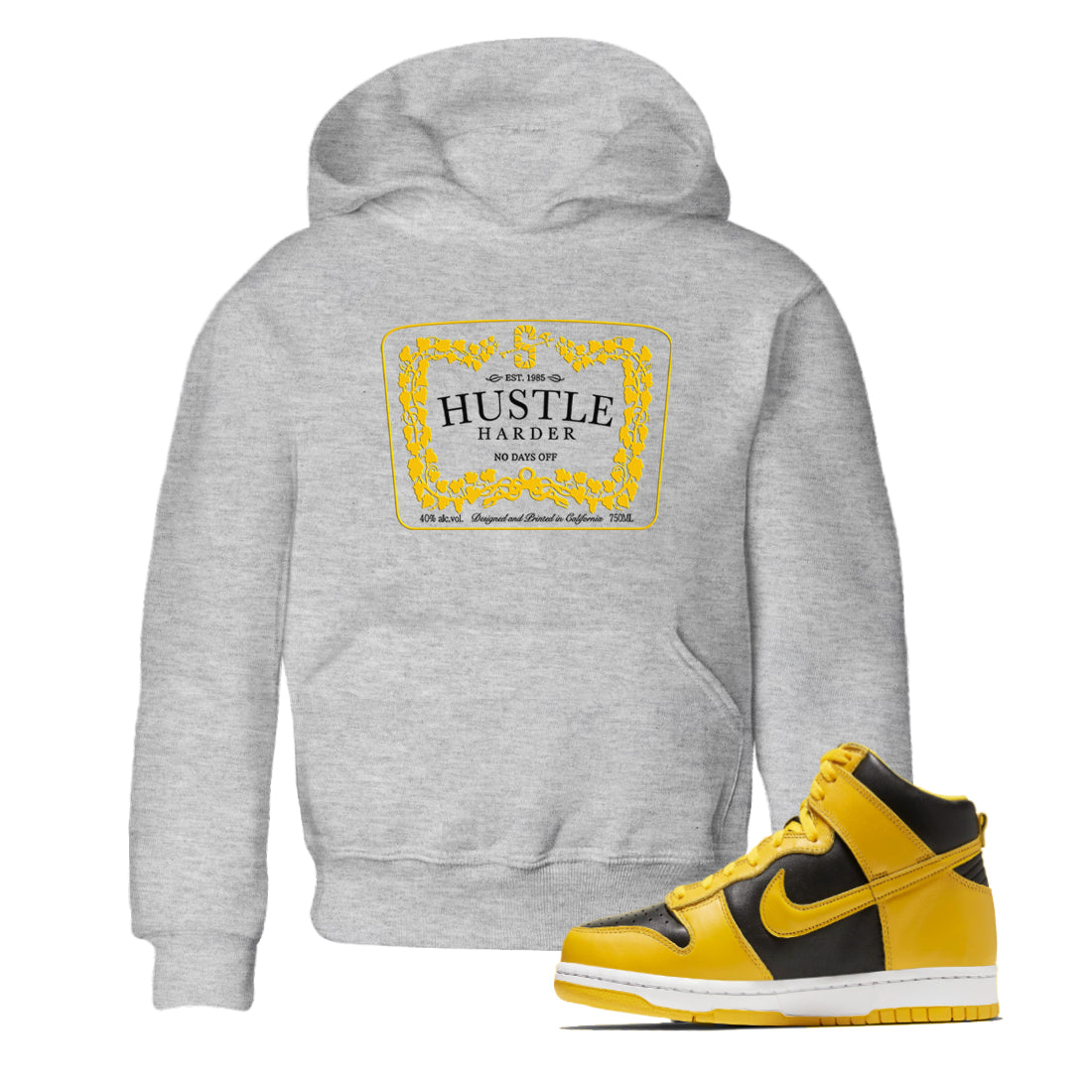 Hustle Harder snkmatch Tees Kids - Dunk High Pollen