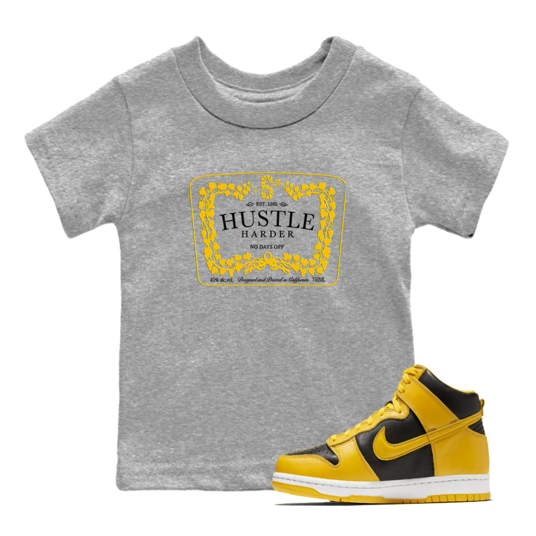 Hustle Harder snkmatch Tees Kids - Dunk High Pollen