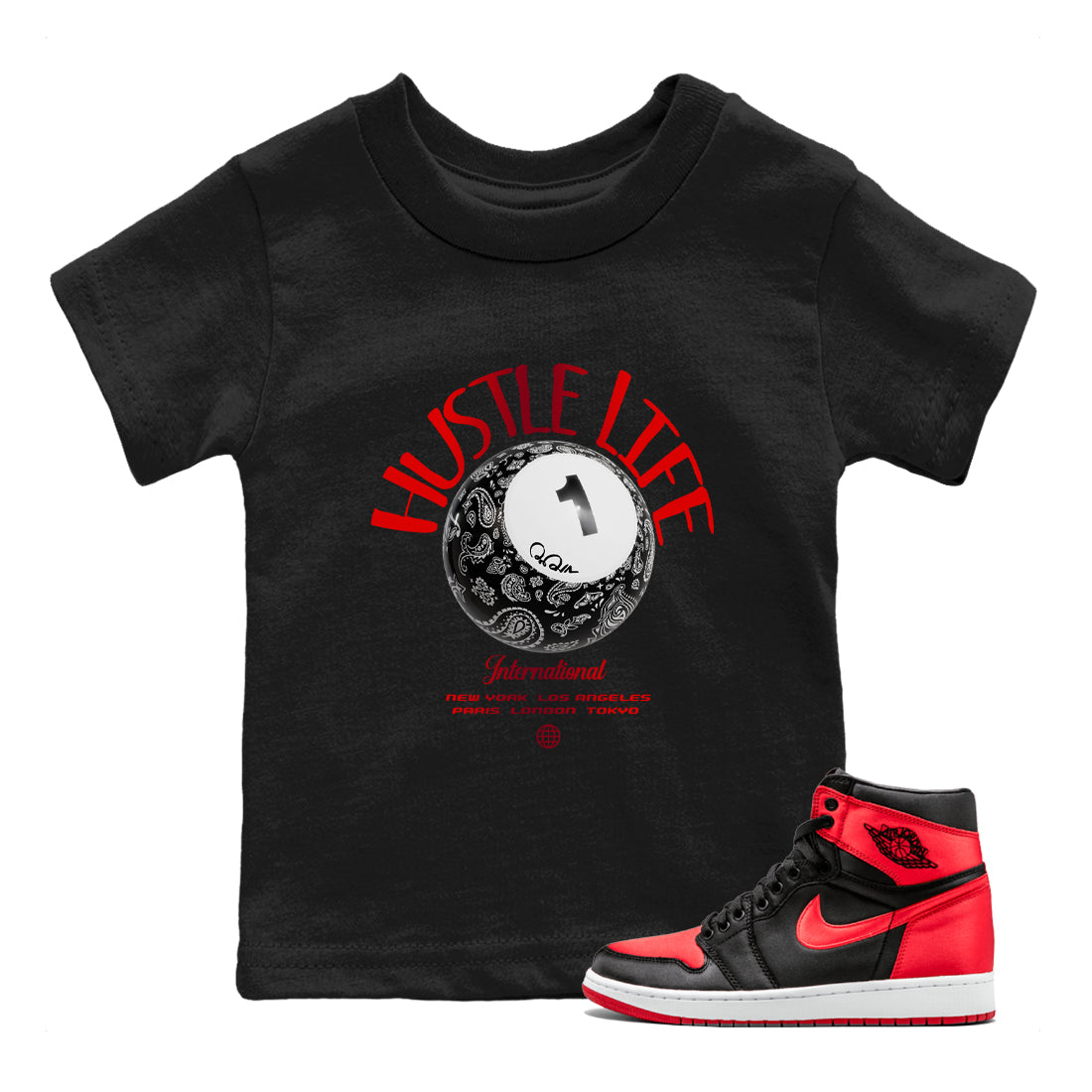 Hustle Life snkmatch Tee Kids - Air Jordan 1 Satin Bred
